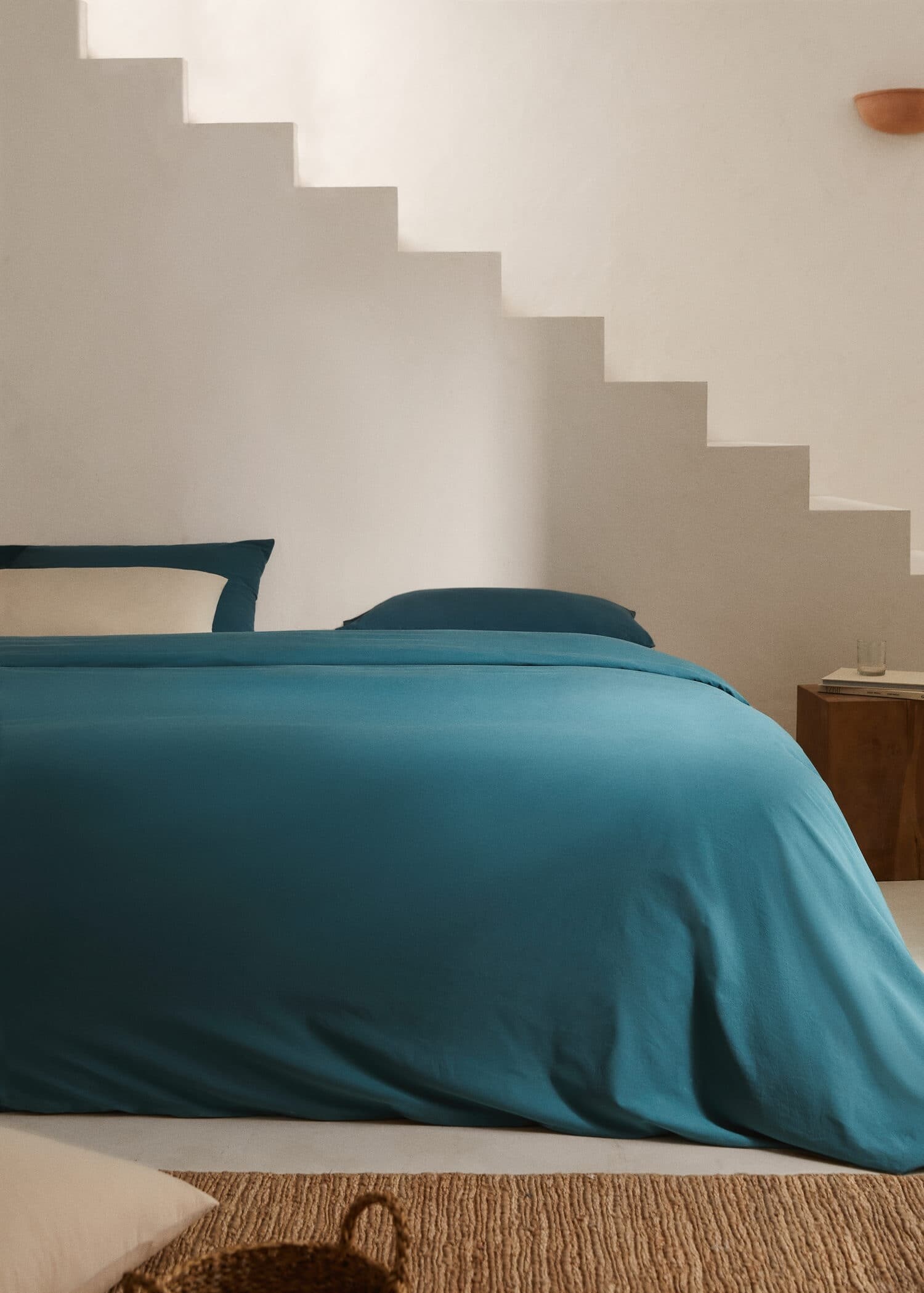 Capa de edredão de algodão lavado (cama 150 x 160 cm) - Plano geral