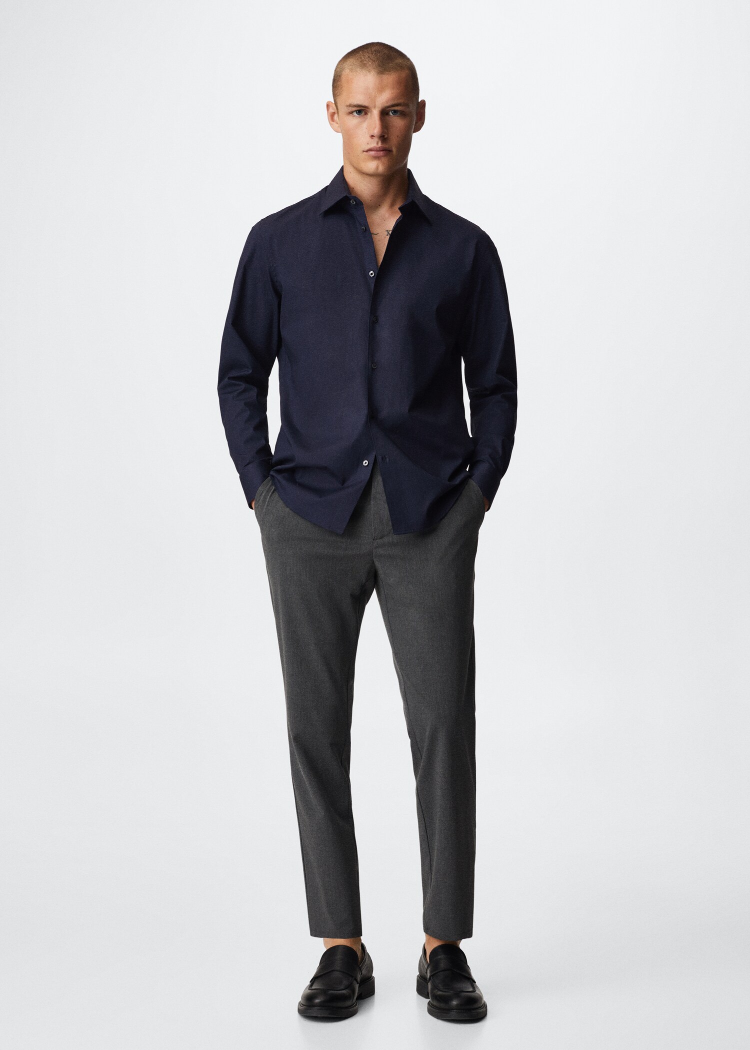 Slim fit stretch cotton shirt - General plane