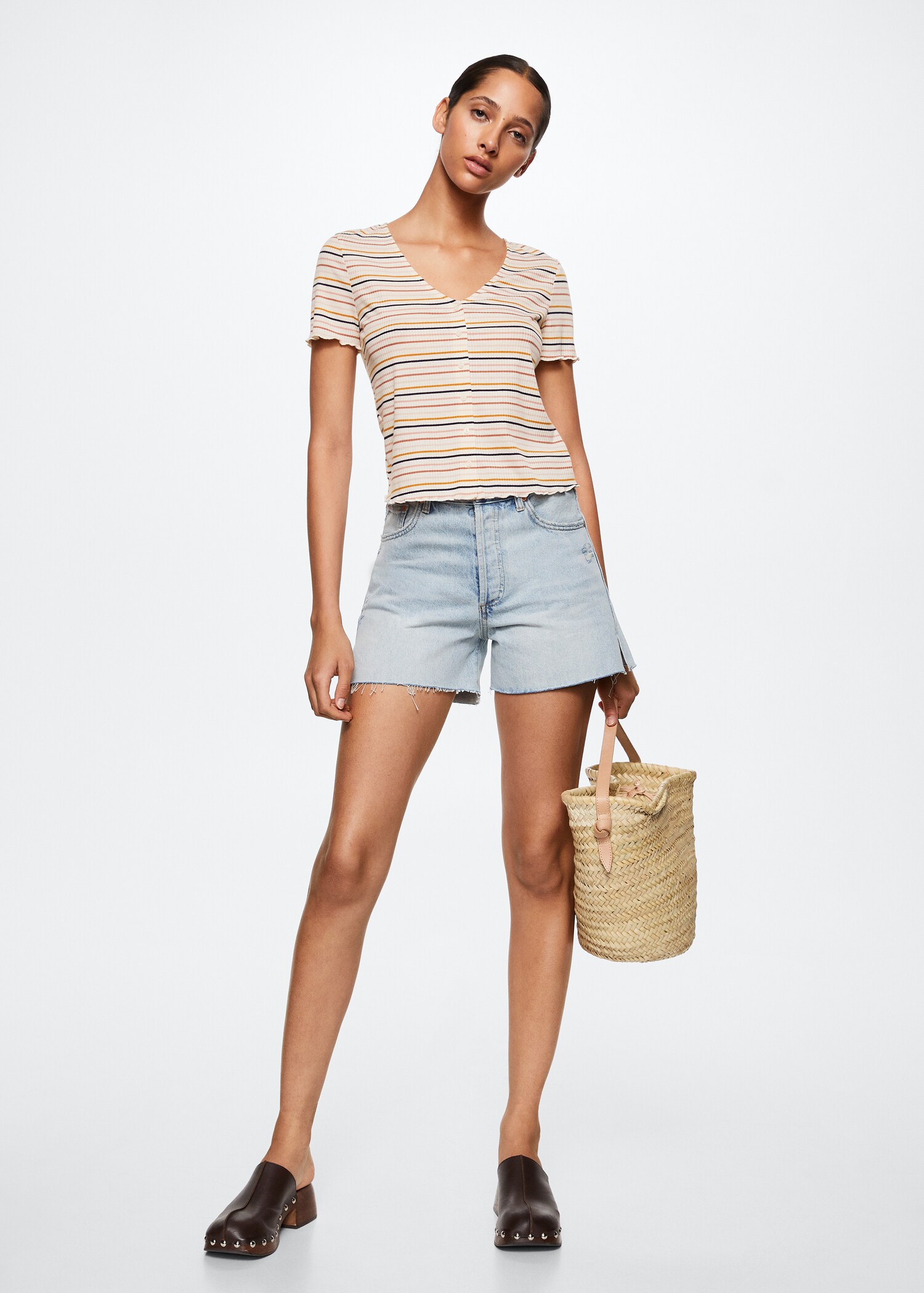 T-shirt côtelé boutons - Plan général