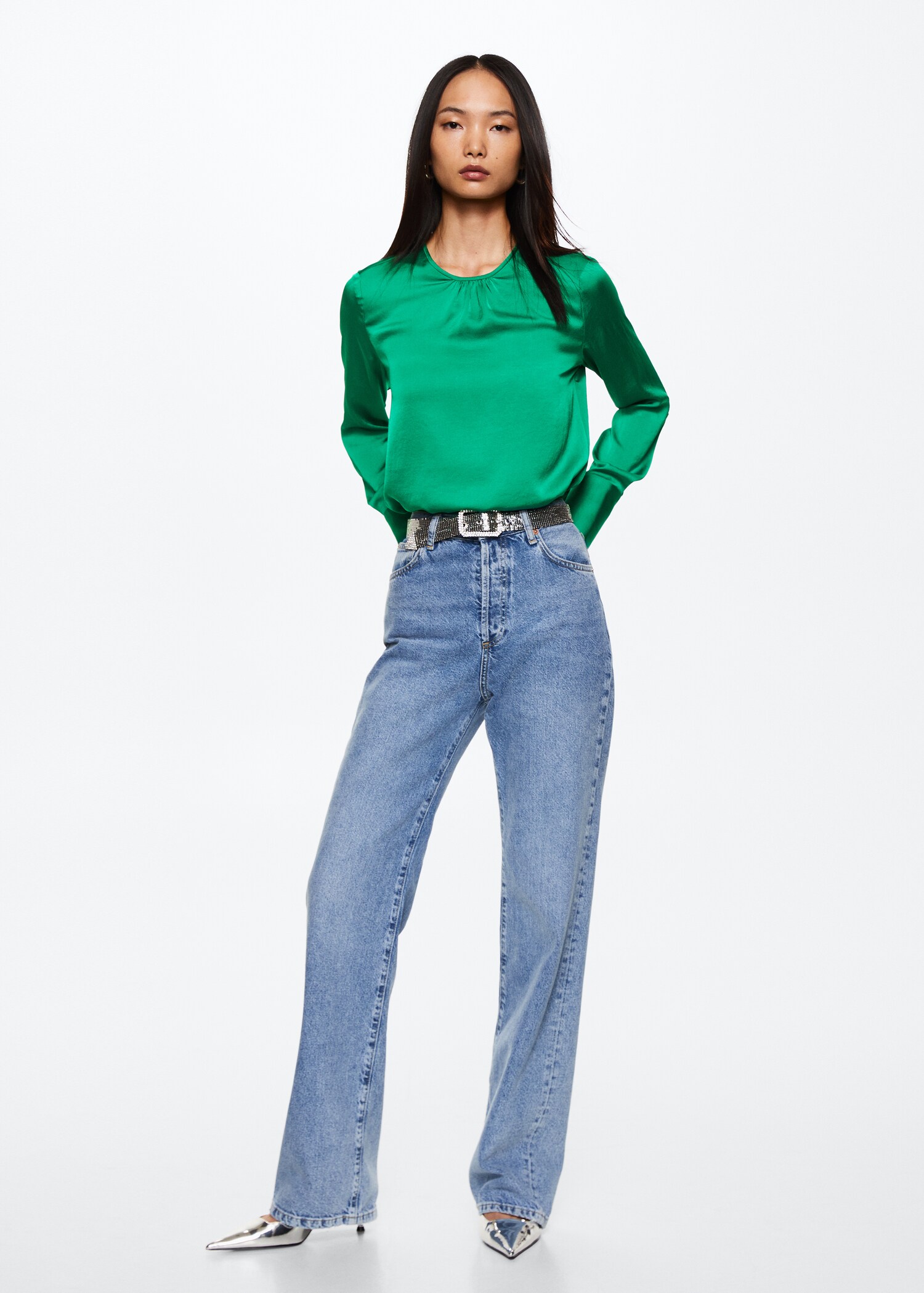 Ruched satin blouse - General plane