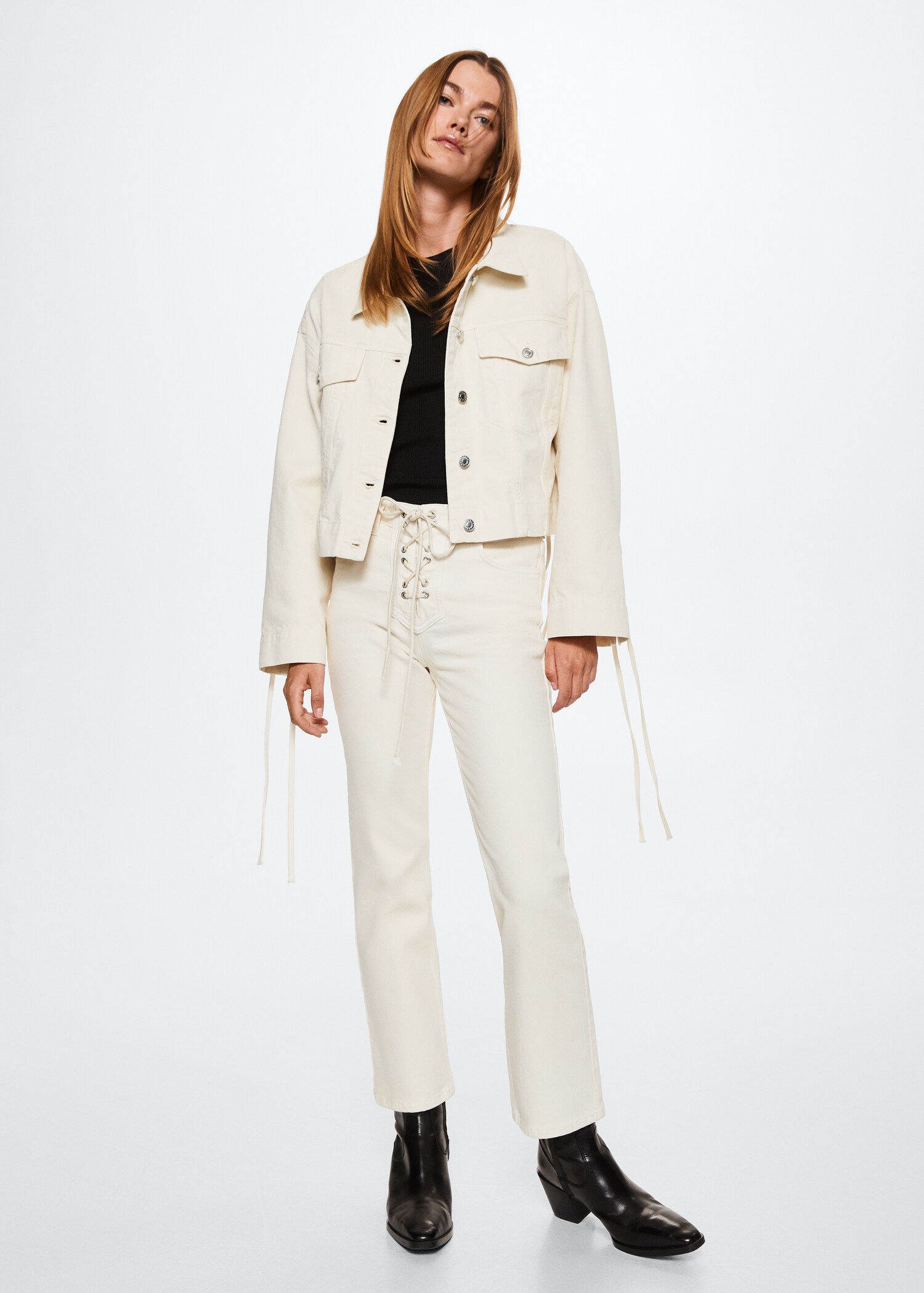 Denim jacket with drawstrings - General plane
