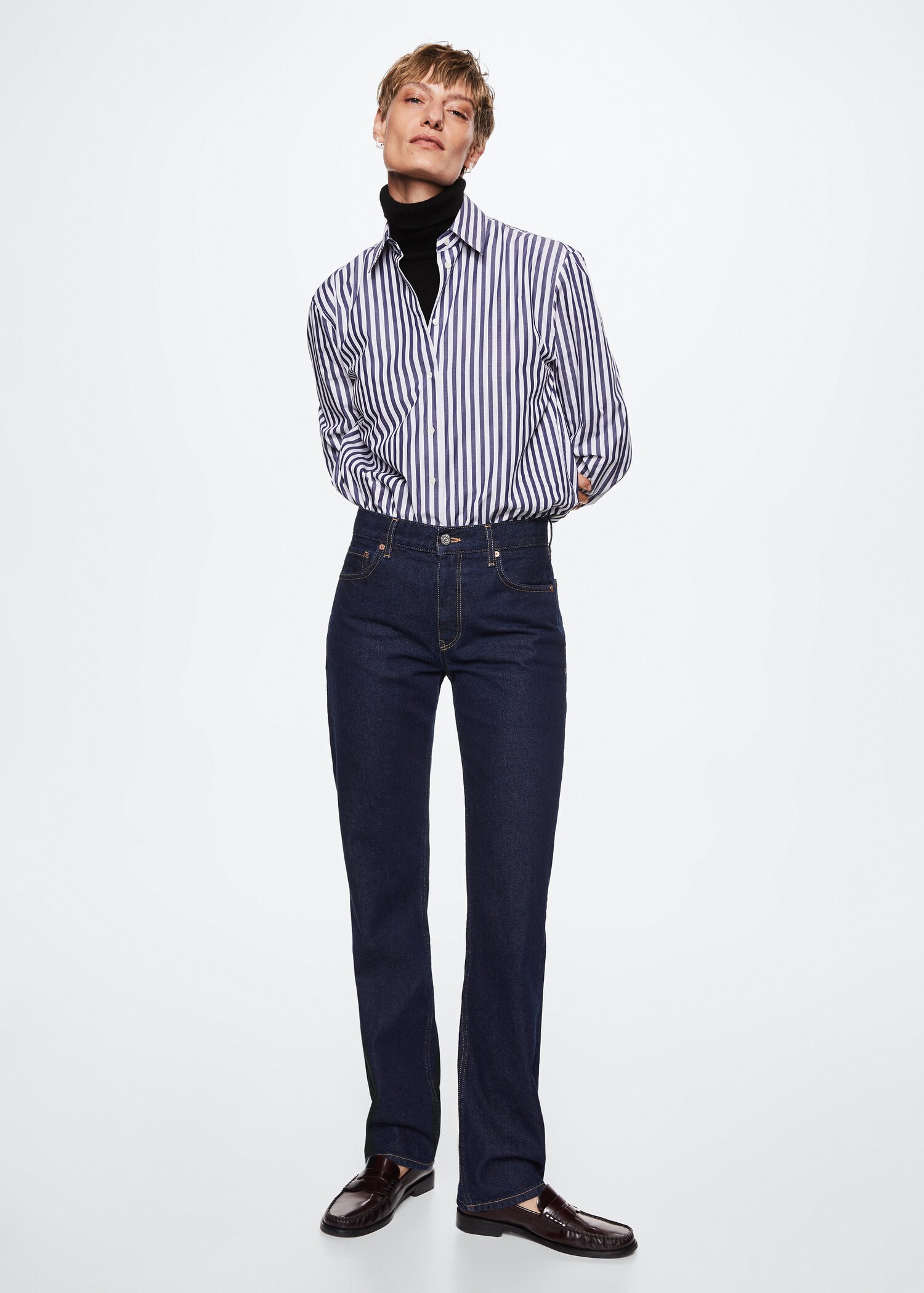 Regular-fit striped poplin shirt  - General plane