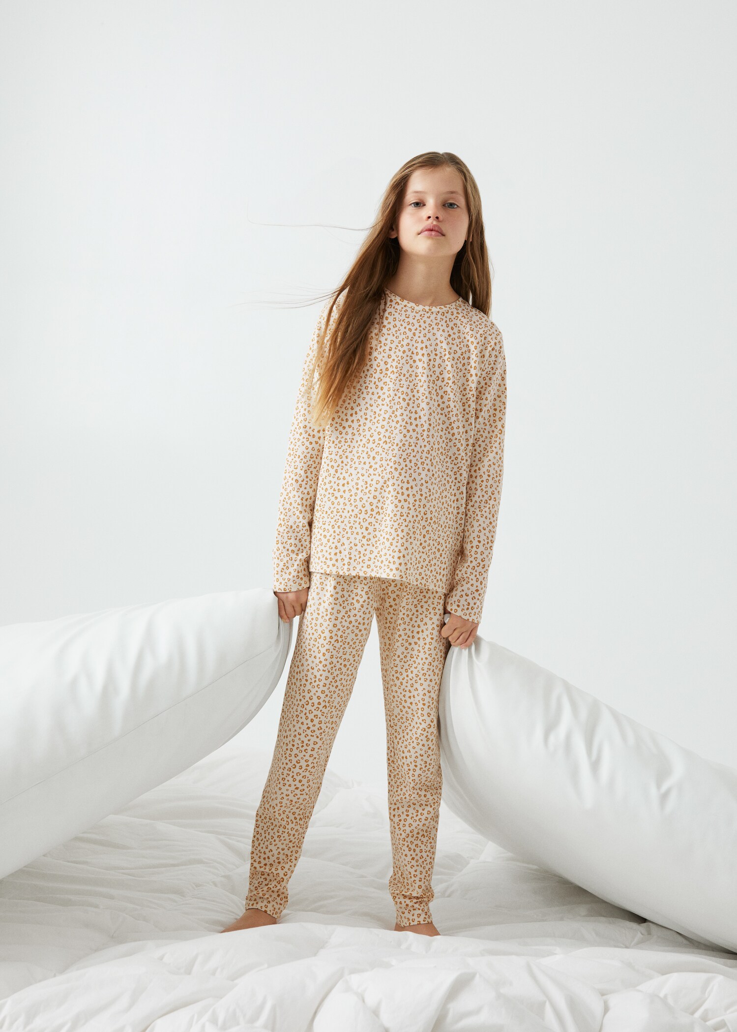 Lange pyjama met print - Overzichtstekening