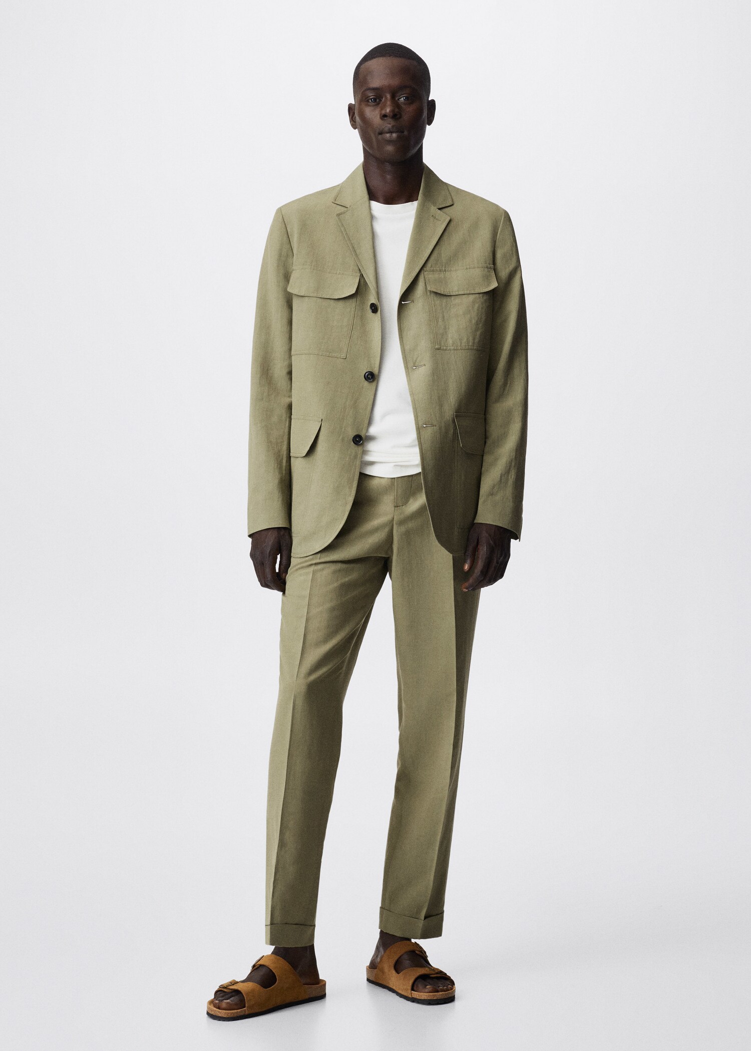 Linen suit jacket with pockets - General plane