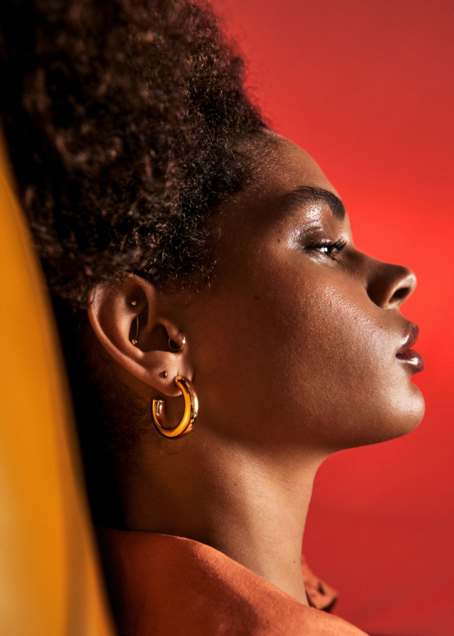 Embossed hoop earrings - General plane