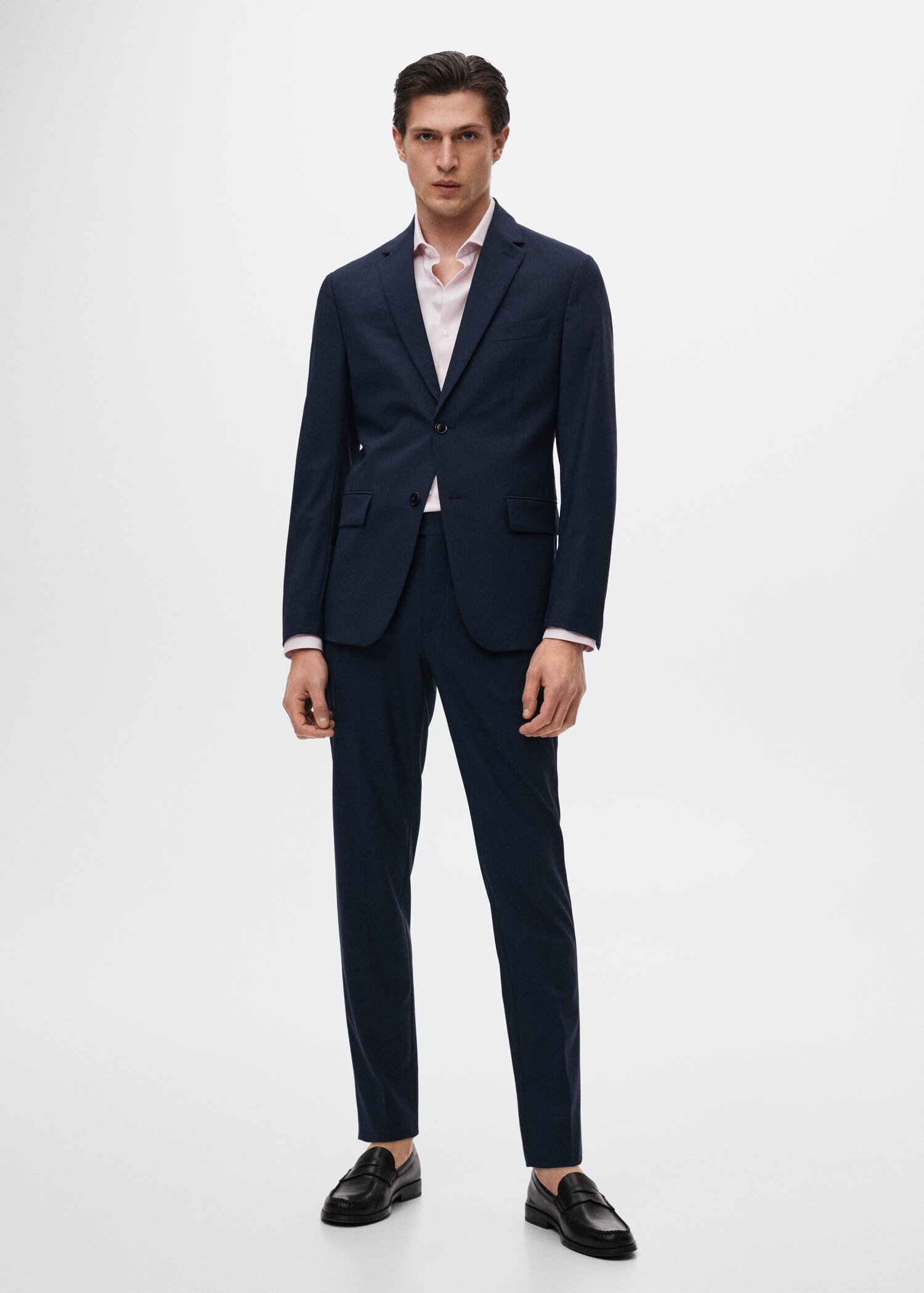 Strukturiertes Slim Fit-Anzugshemd - Allgemeine Ansicht