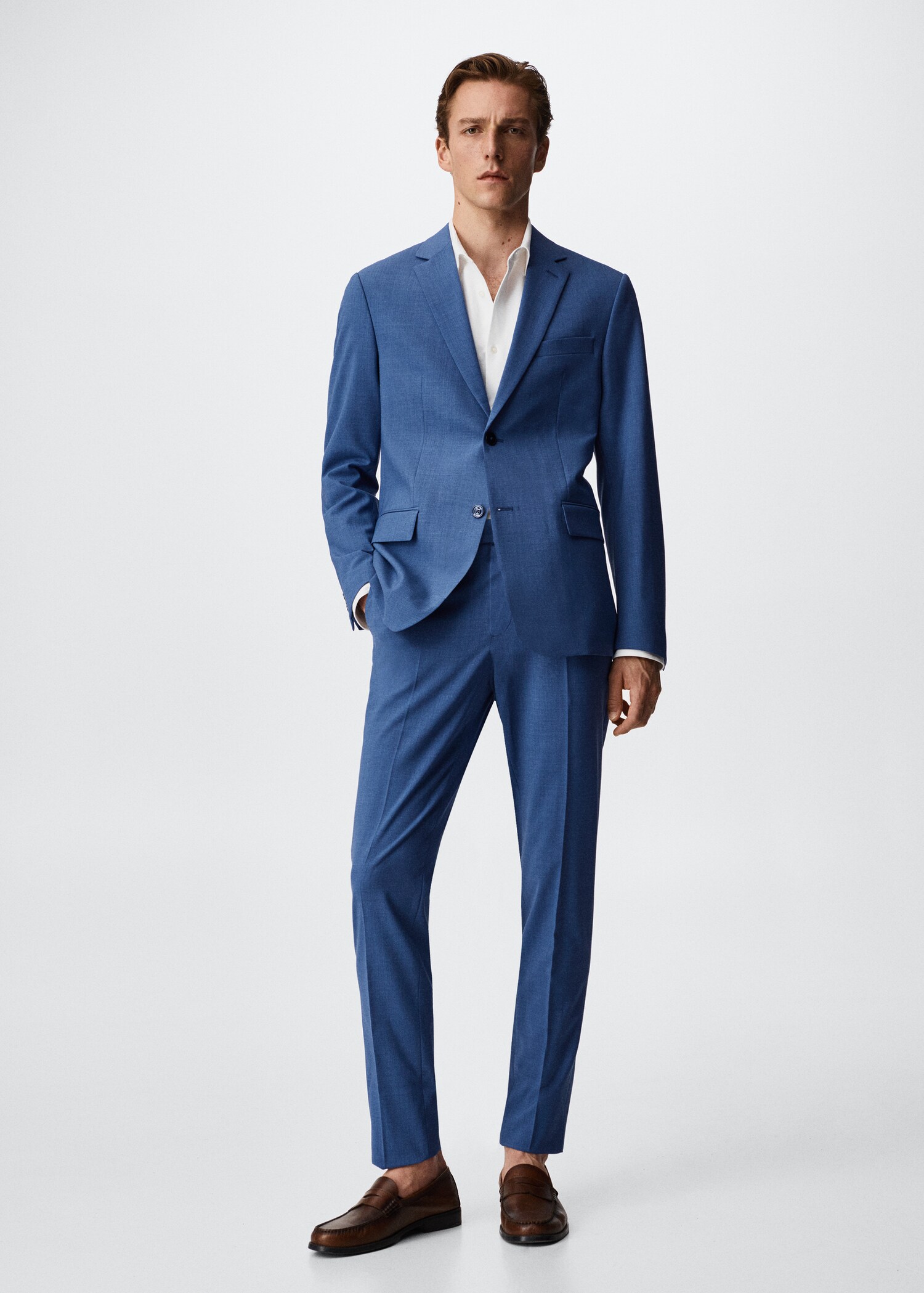 Slim-fit pique suit shirt - General plane