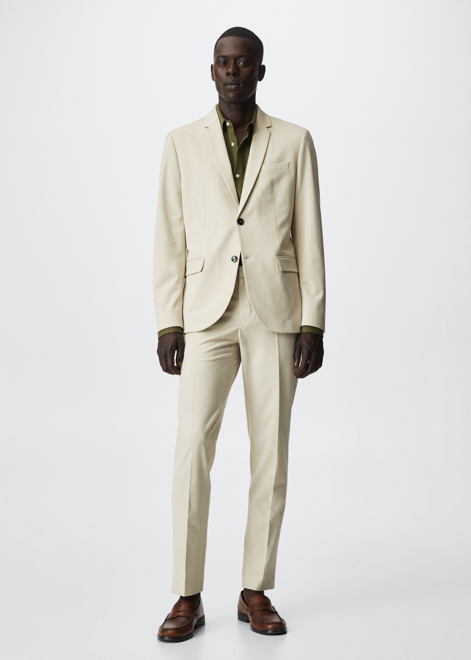 Slim-fit pique suit shirt - General plane