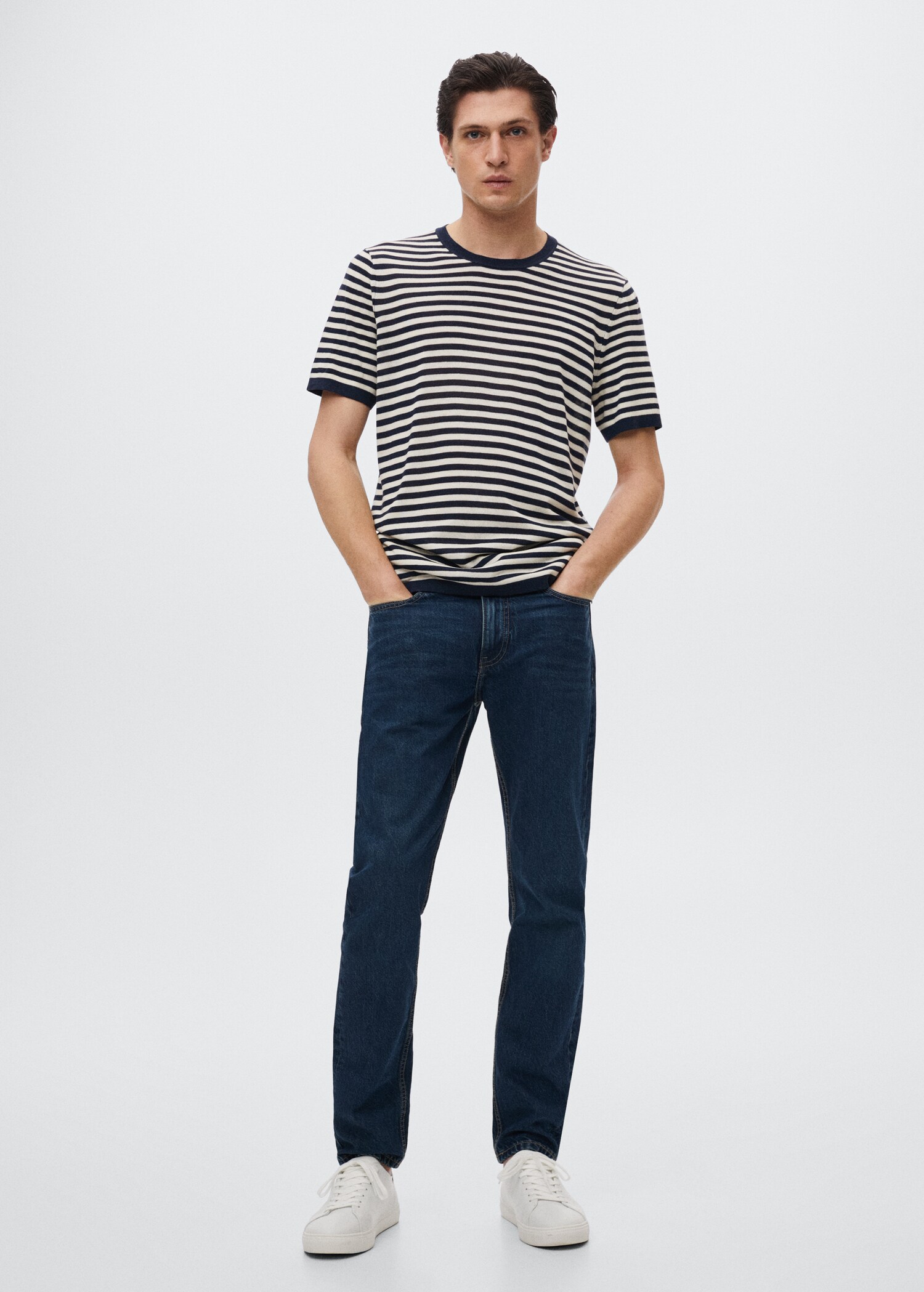 Striped linen-knit t-shirt - General plane