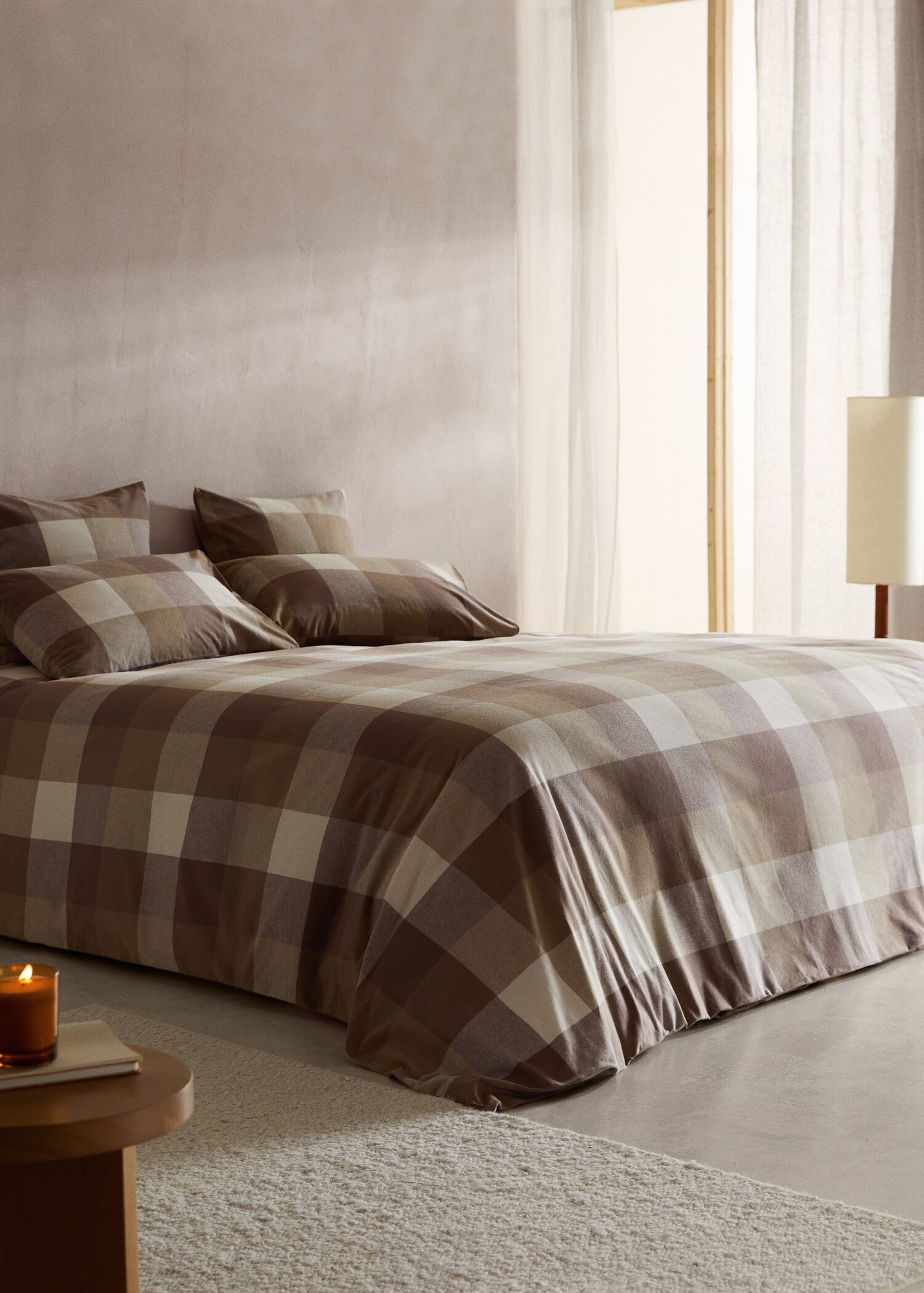 Flanell-Bettbezug mit Karomuster für 135/140 cm Bett - Allgemeine Ansicht
