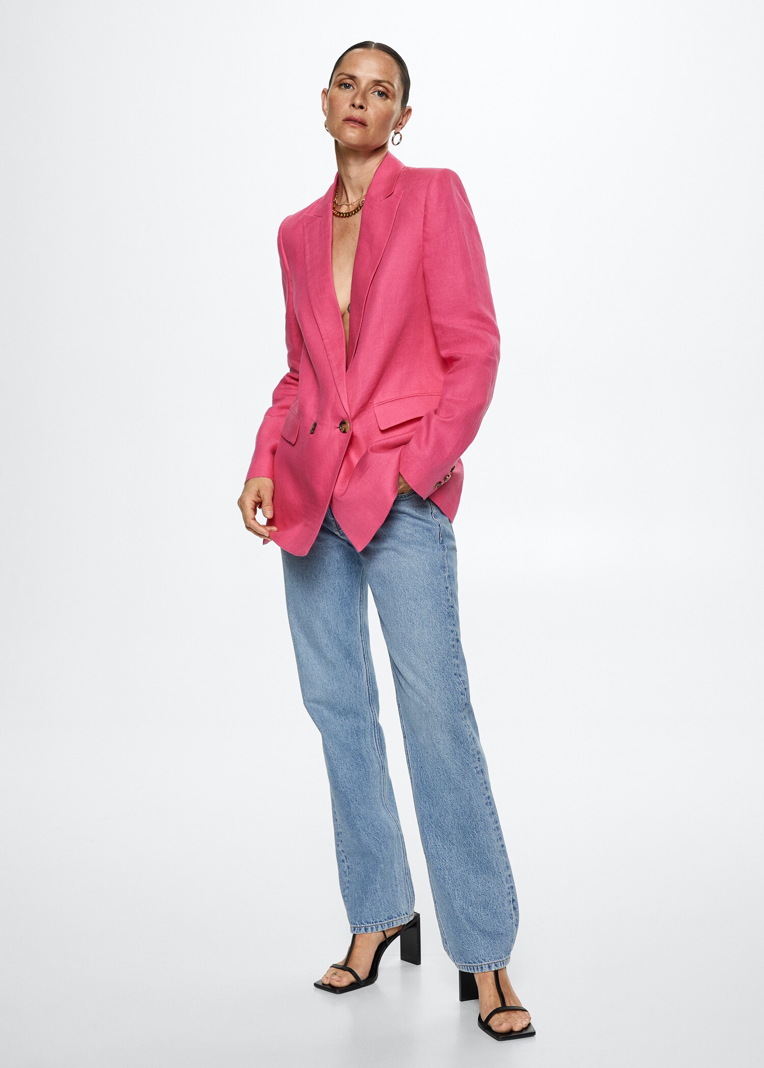 Blazer suit 100% linen - General plane