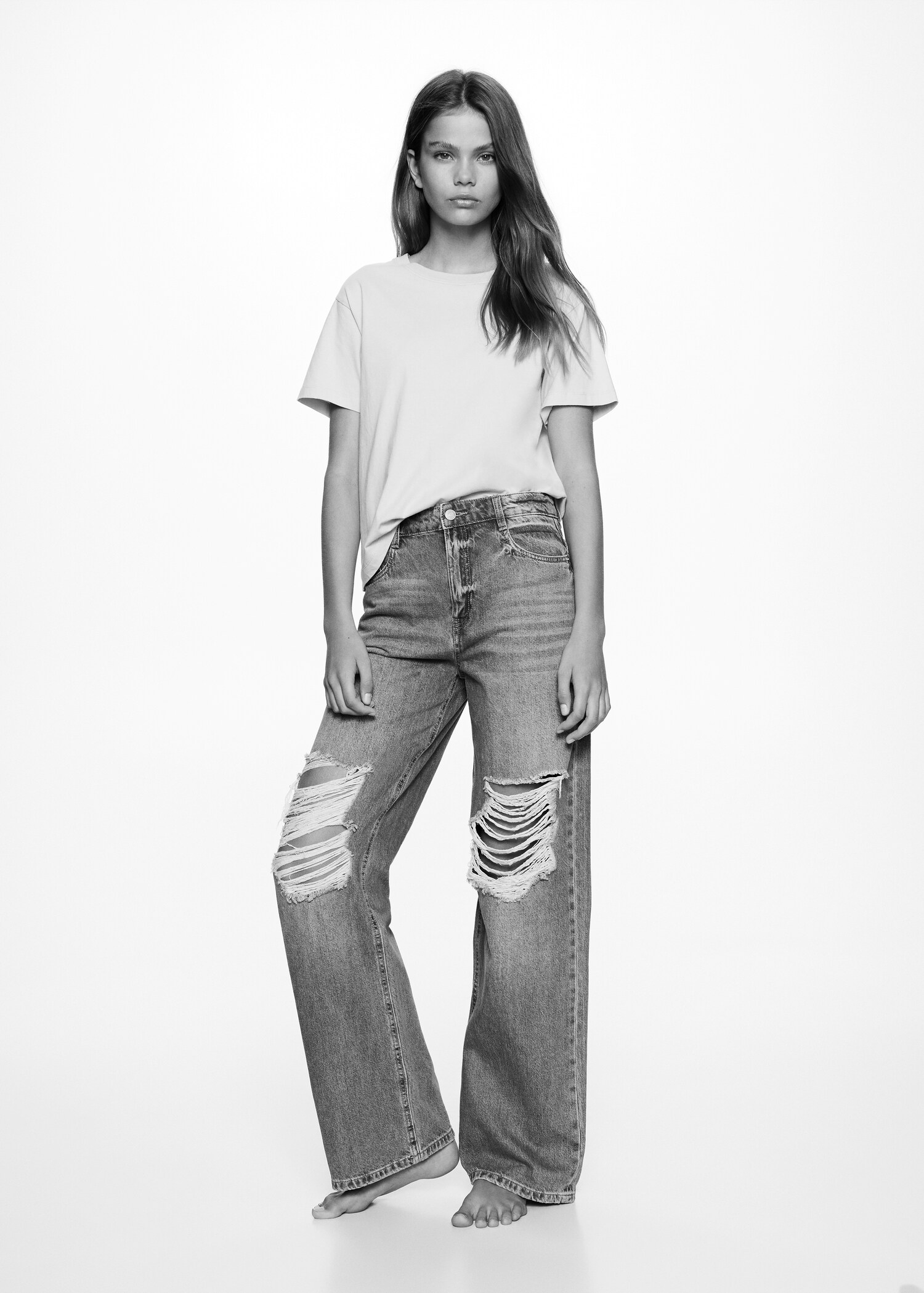 Jeans wideleg rotos decorativos - Plano general