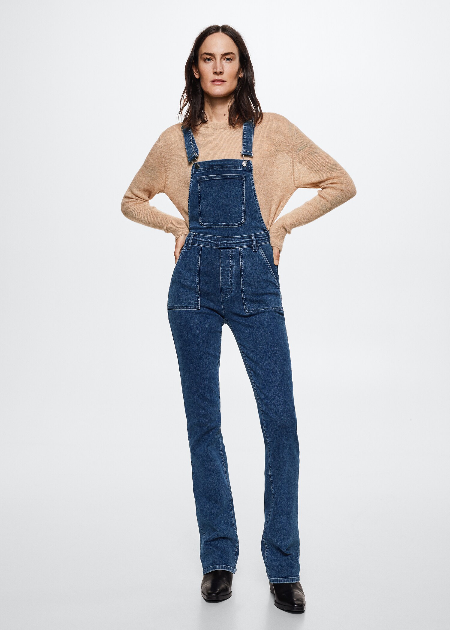 Lined denim dungarees - General plane