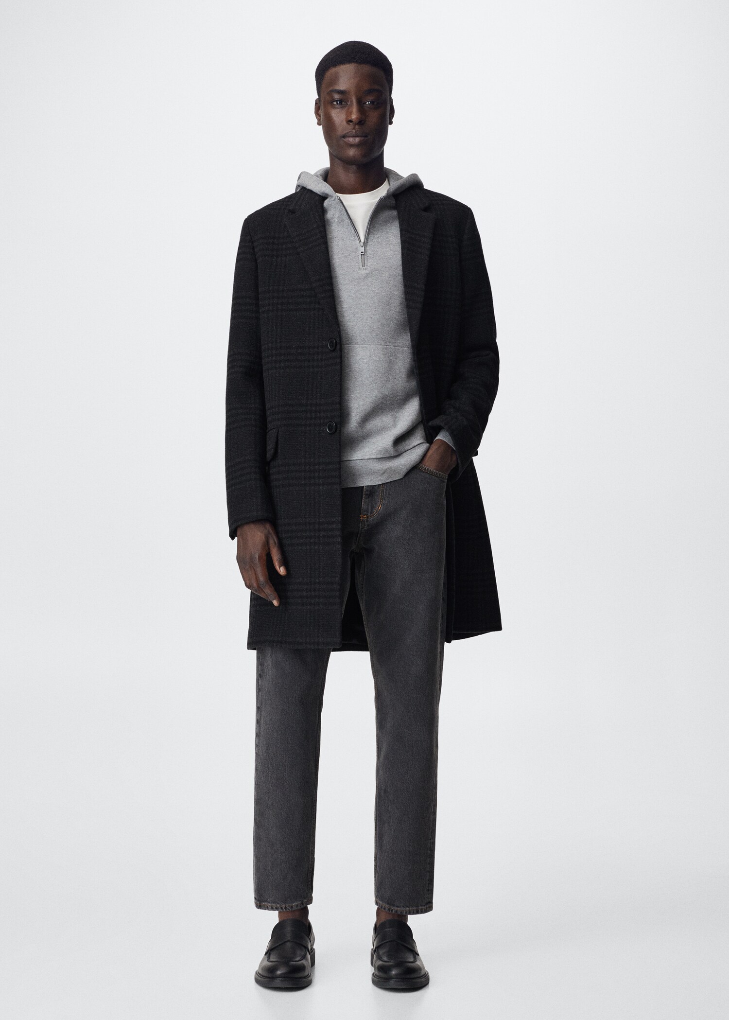 Long recycled wool coat - General plane