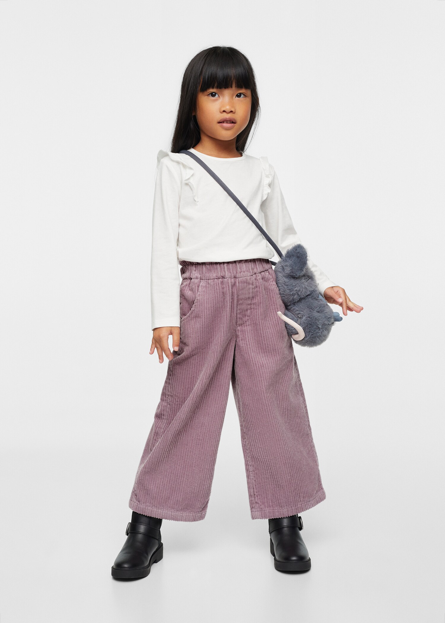 Corduroy trousers with elastic waist - General plane