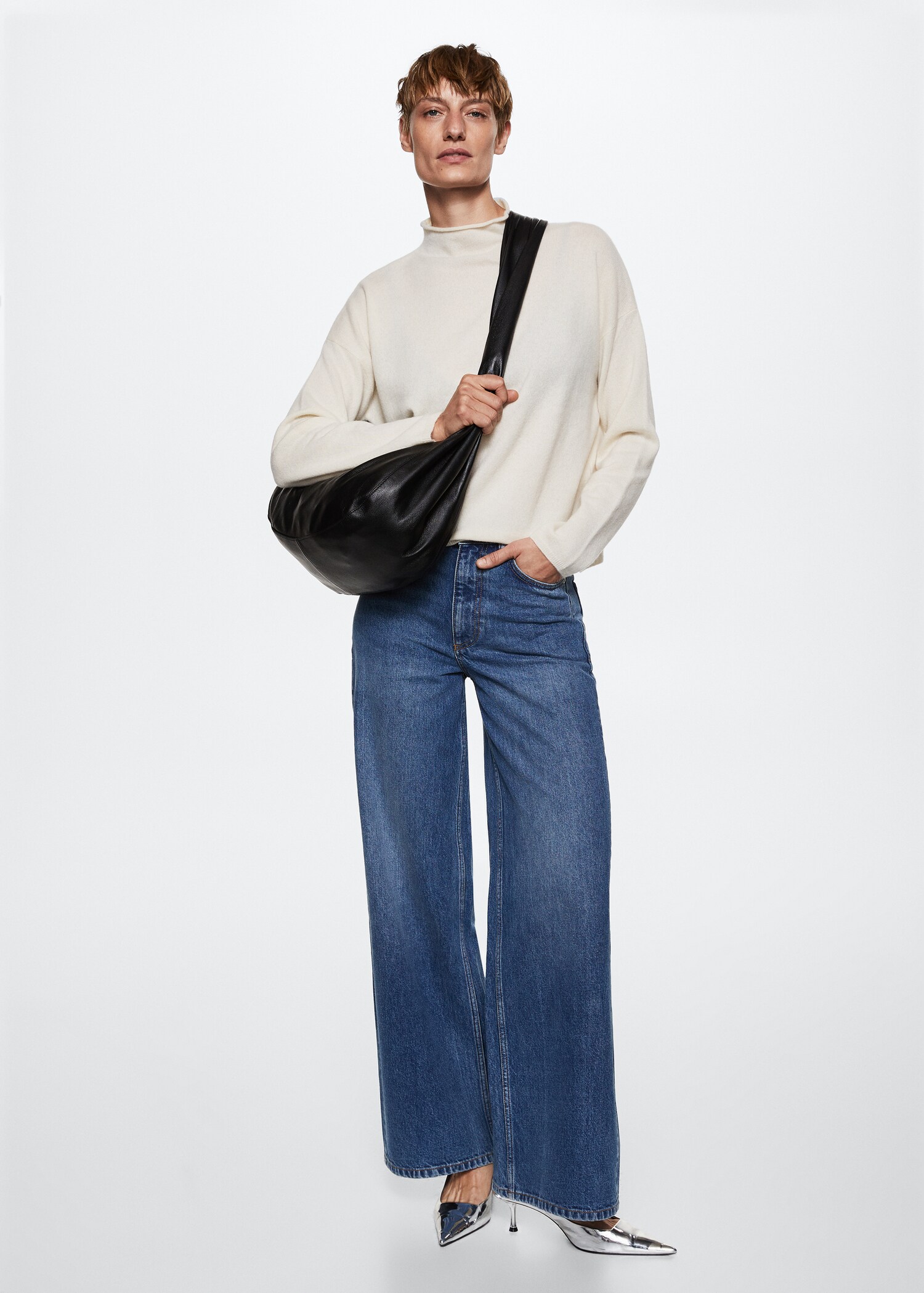 Perkins-neck 100% cashmere sweater - General plane