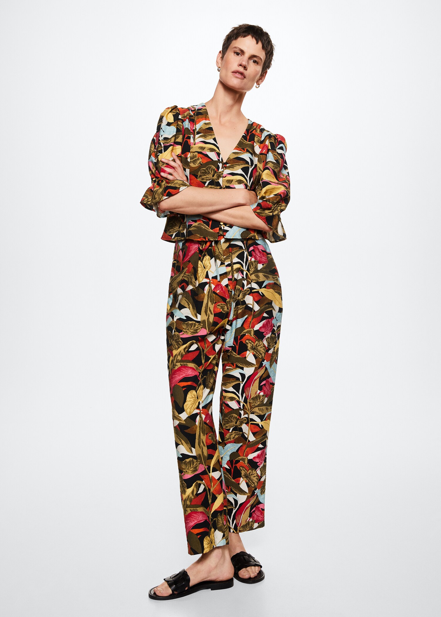 Flower print trousers - General plane