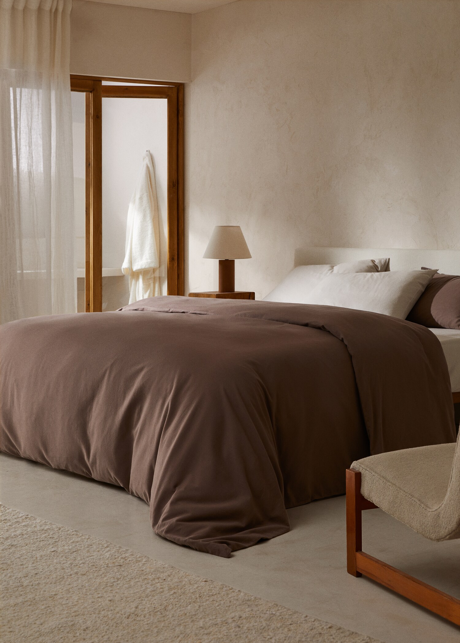 Einfarbiger Bettbezug aus Flanell für 135/140 cm Bett - Allgemeine Ansicht