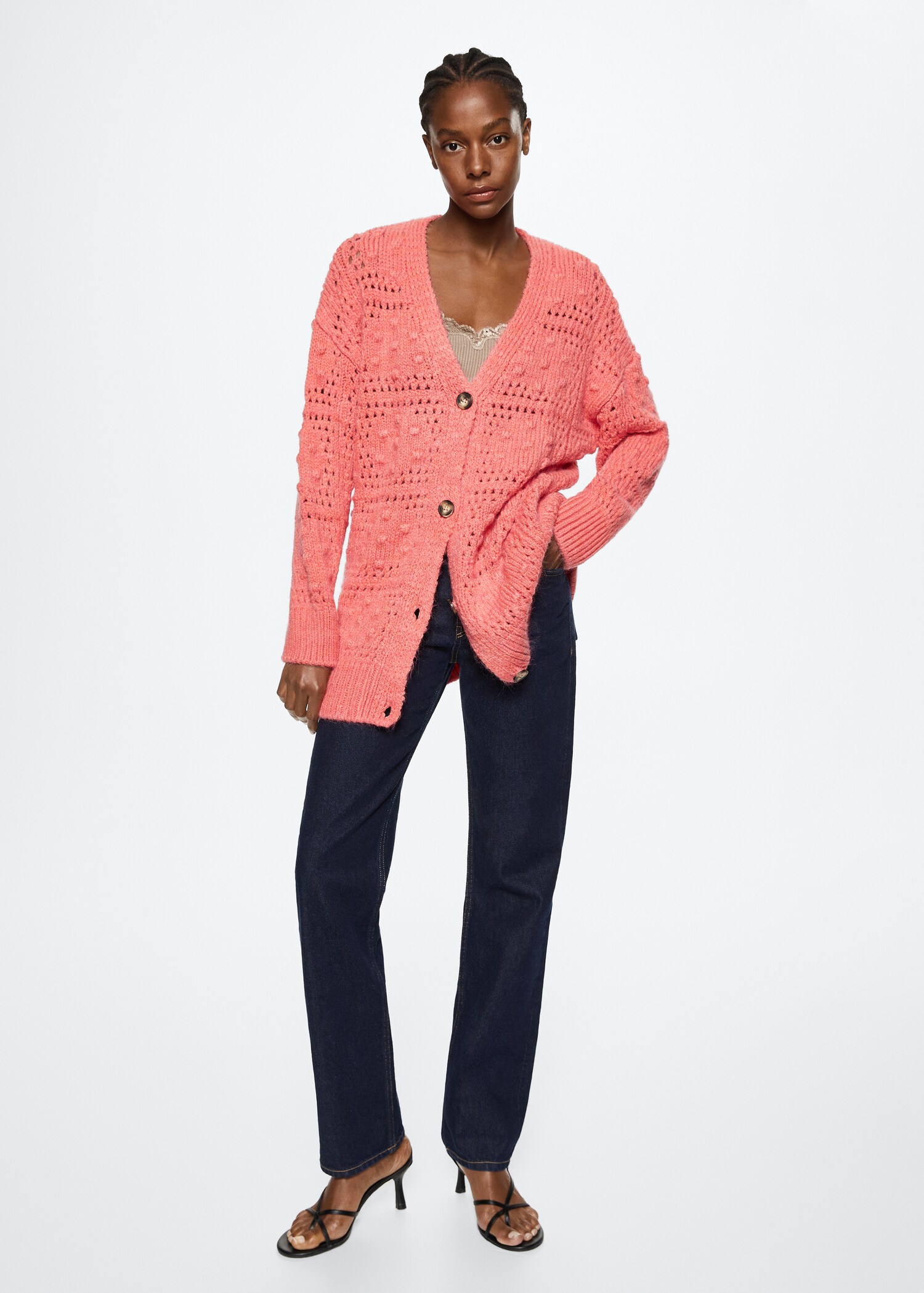 Oversized vest met knopen - Overzichtstekening