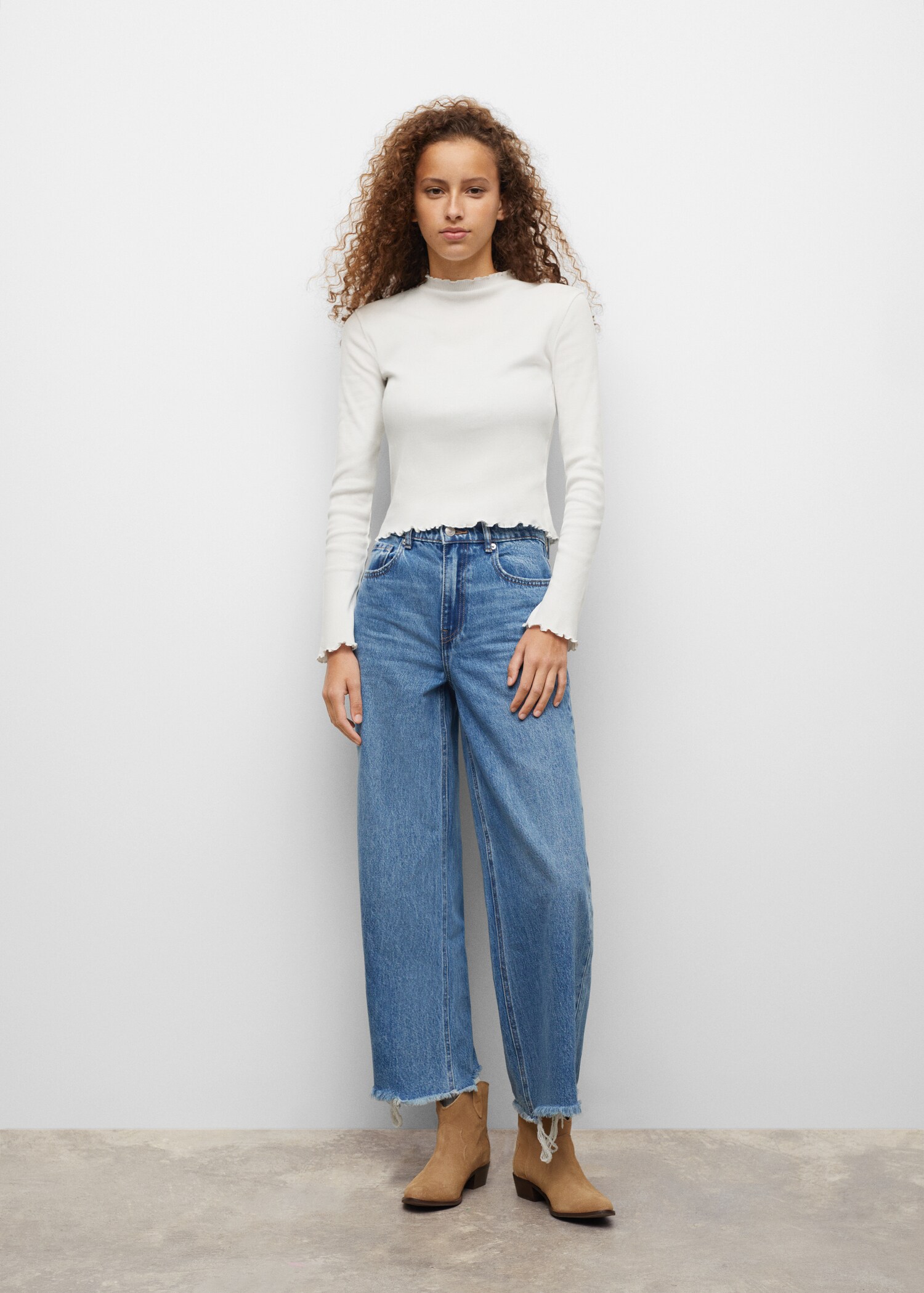 Gathered ribbed t-shirt - General plane