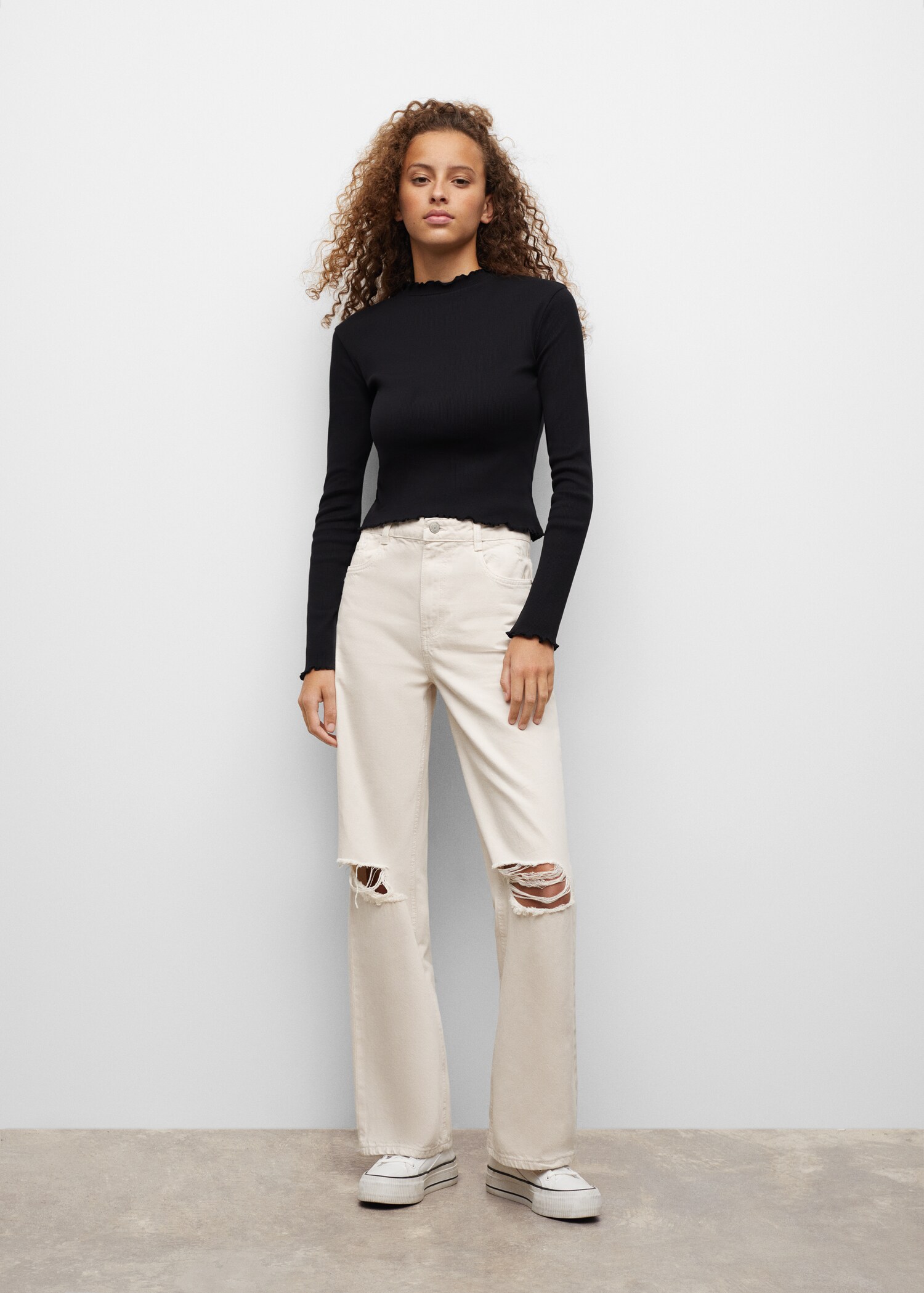 Gathered ribbed t-shirt - General plane