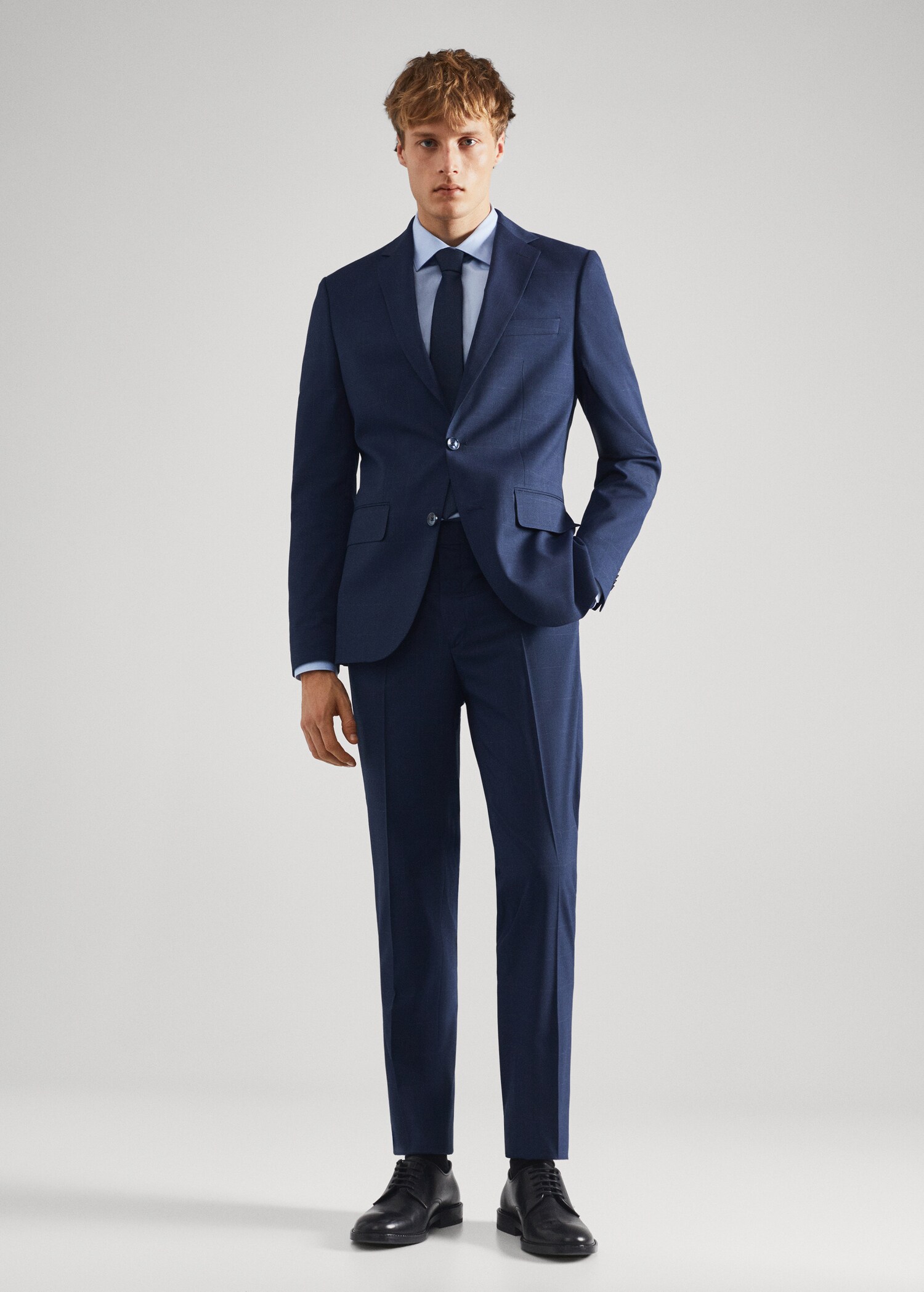 Geruite slim fit pantalon - Overzichtstekening