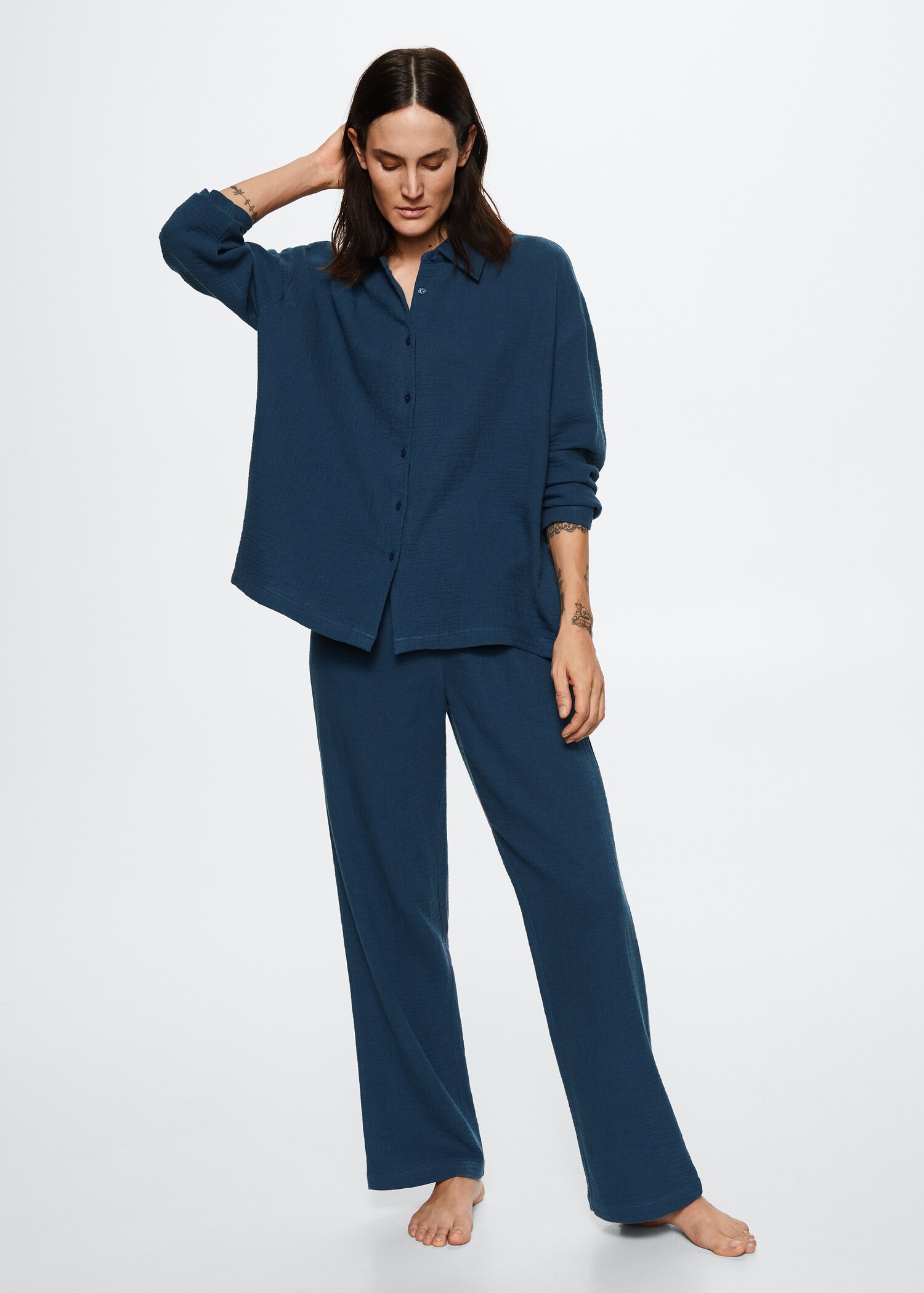 Cotton gauze pyjama shirt - General plane