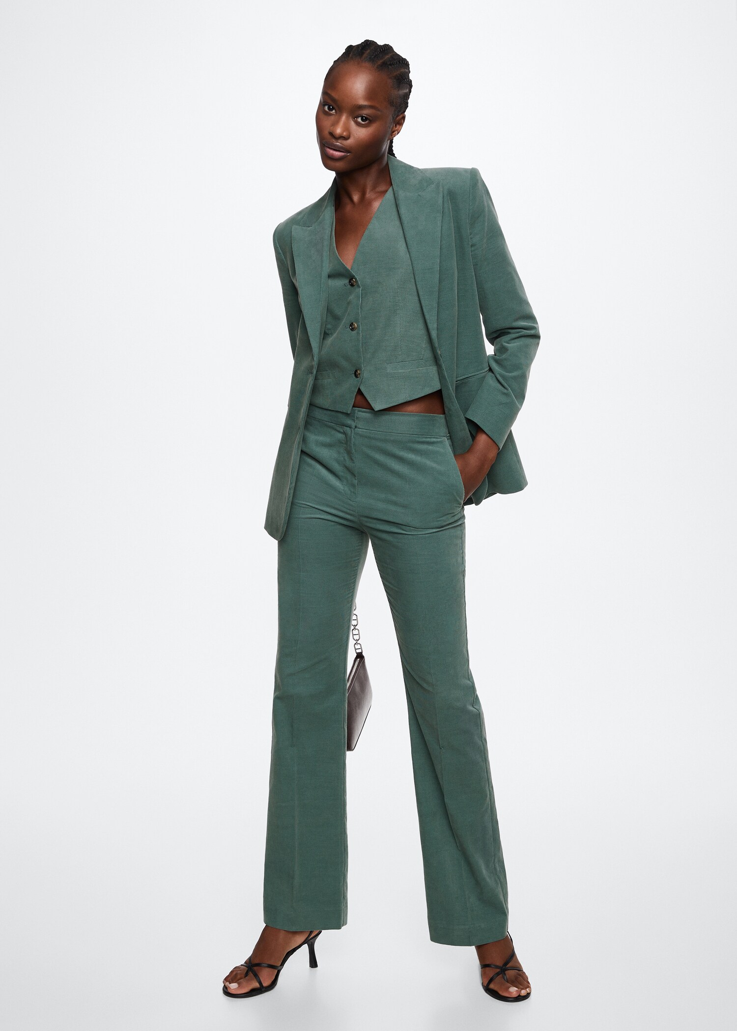 Micro corduroy structured blazer - General plane
