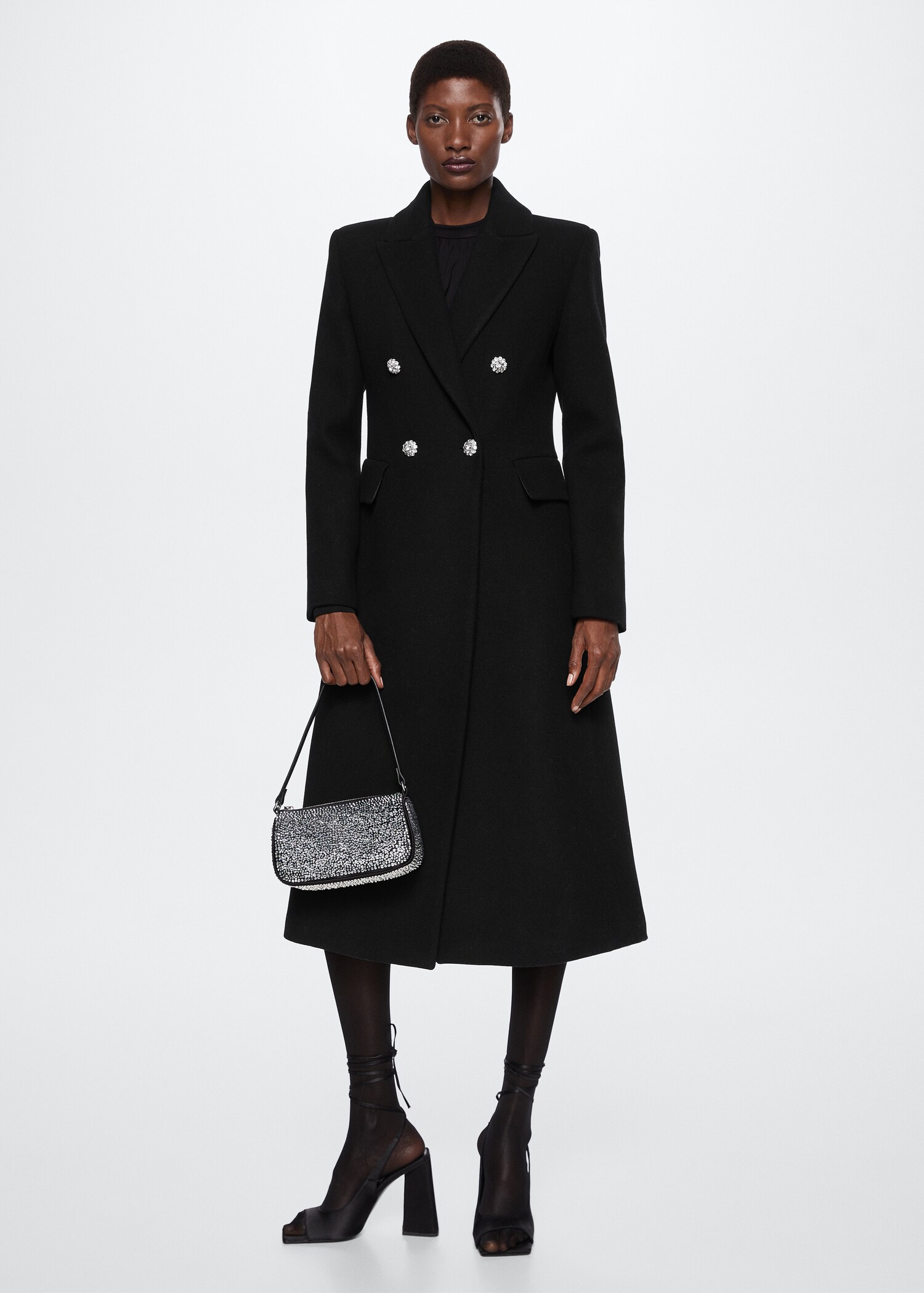 Manteau laine boutons bijoux - Plan général