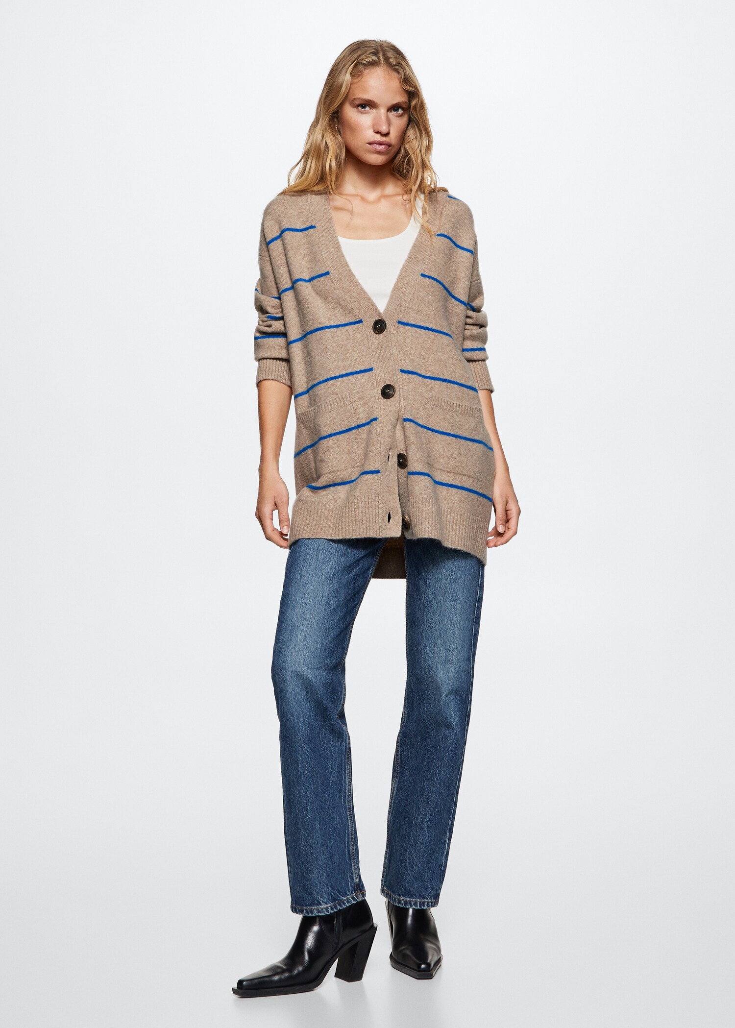 Striped cardigan with buttons - General plane