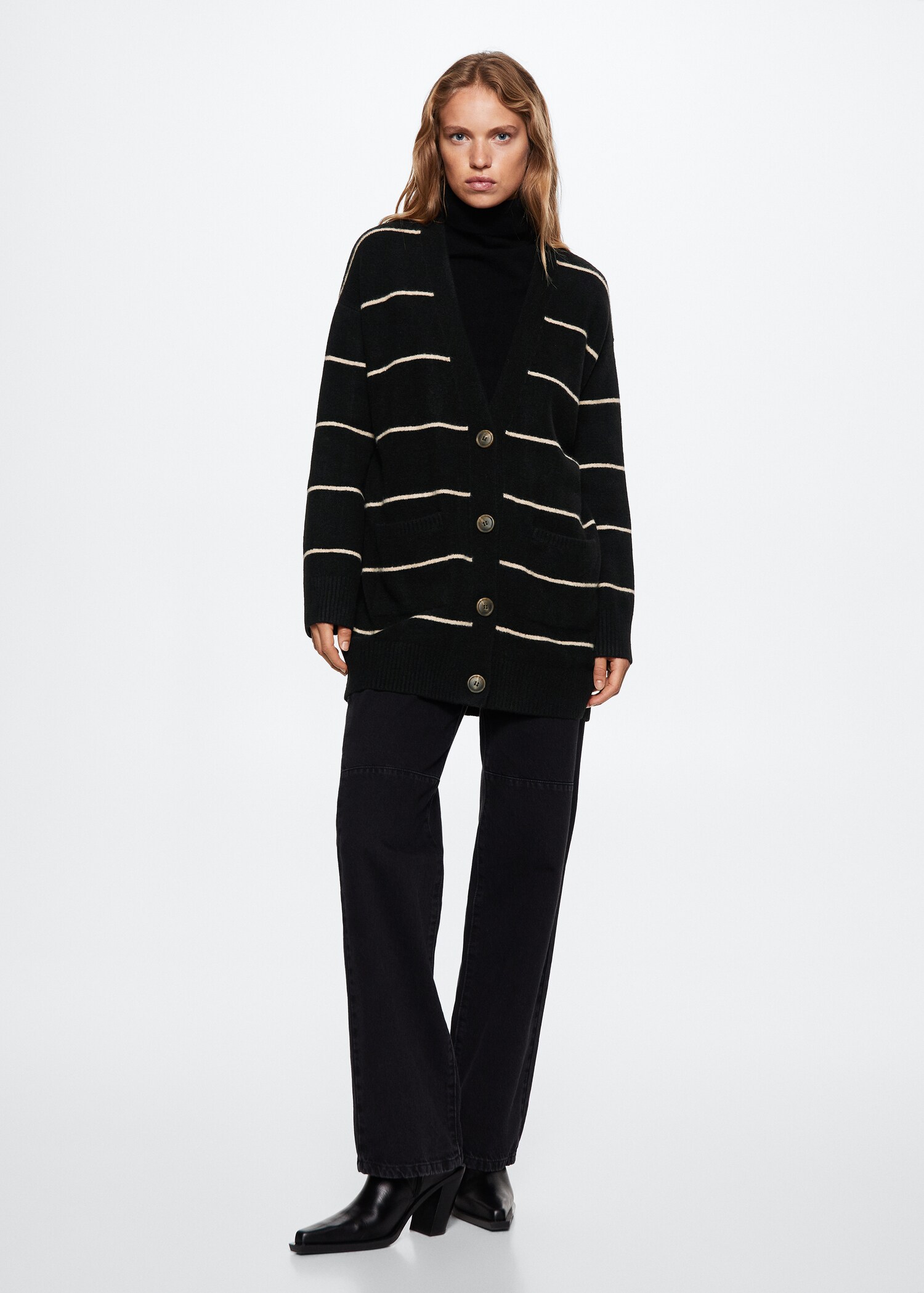 Striped cardigan with buttons - General plane