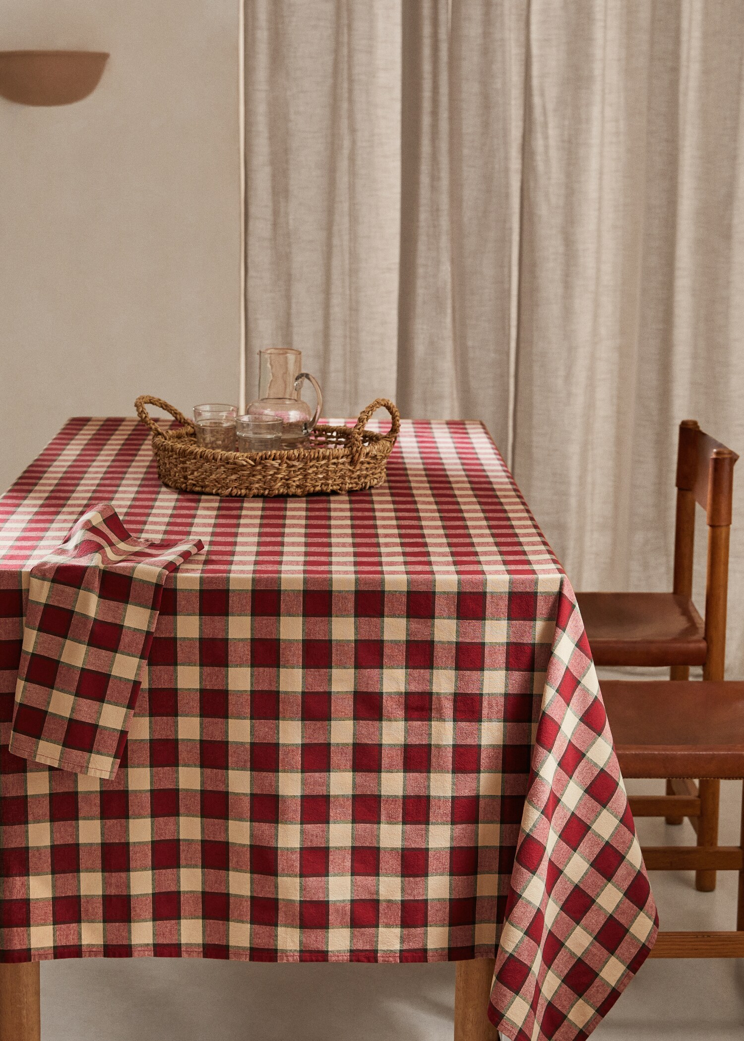 Organic cotton gingham check tablecloth 59.06x86.61 in - General plane