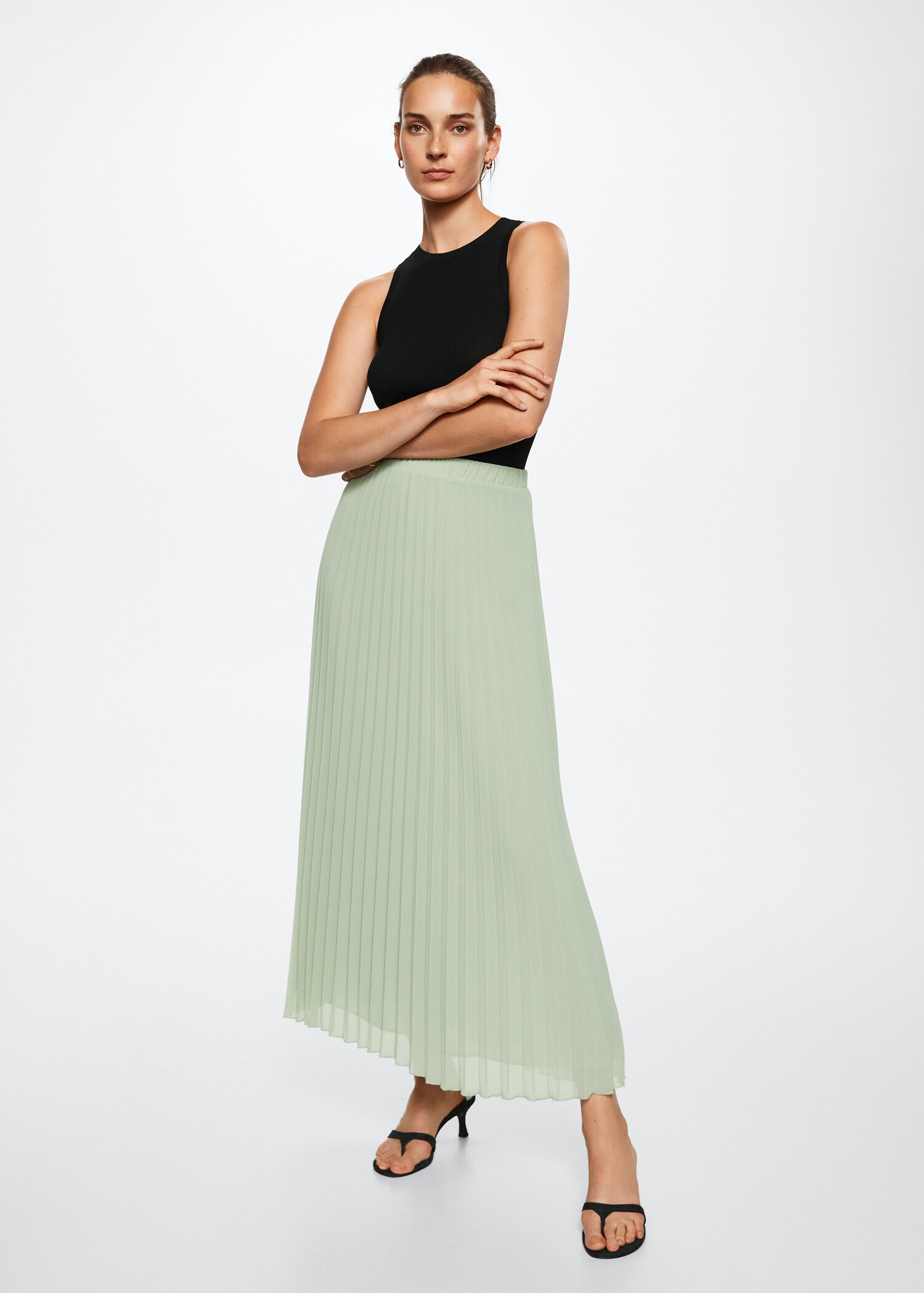 Pleated midi skirt - General plane