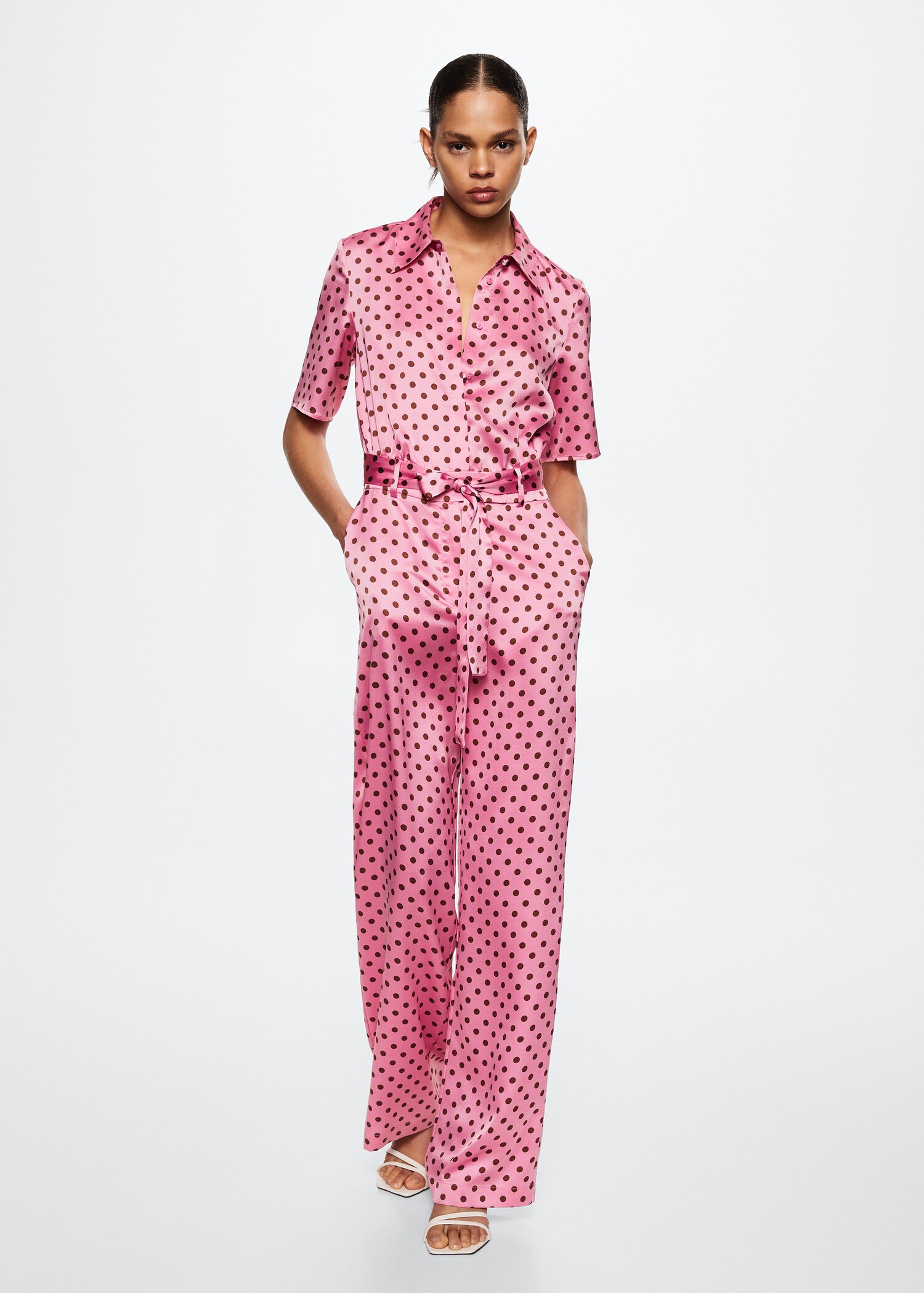 Polka-dot belt jumpsuit - General plane