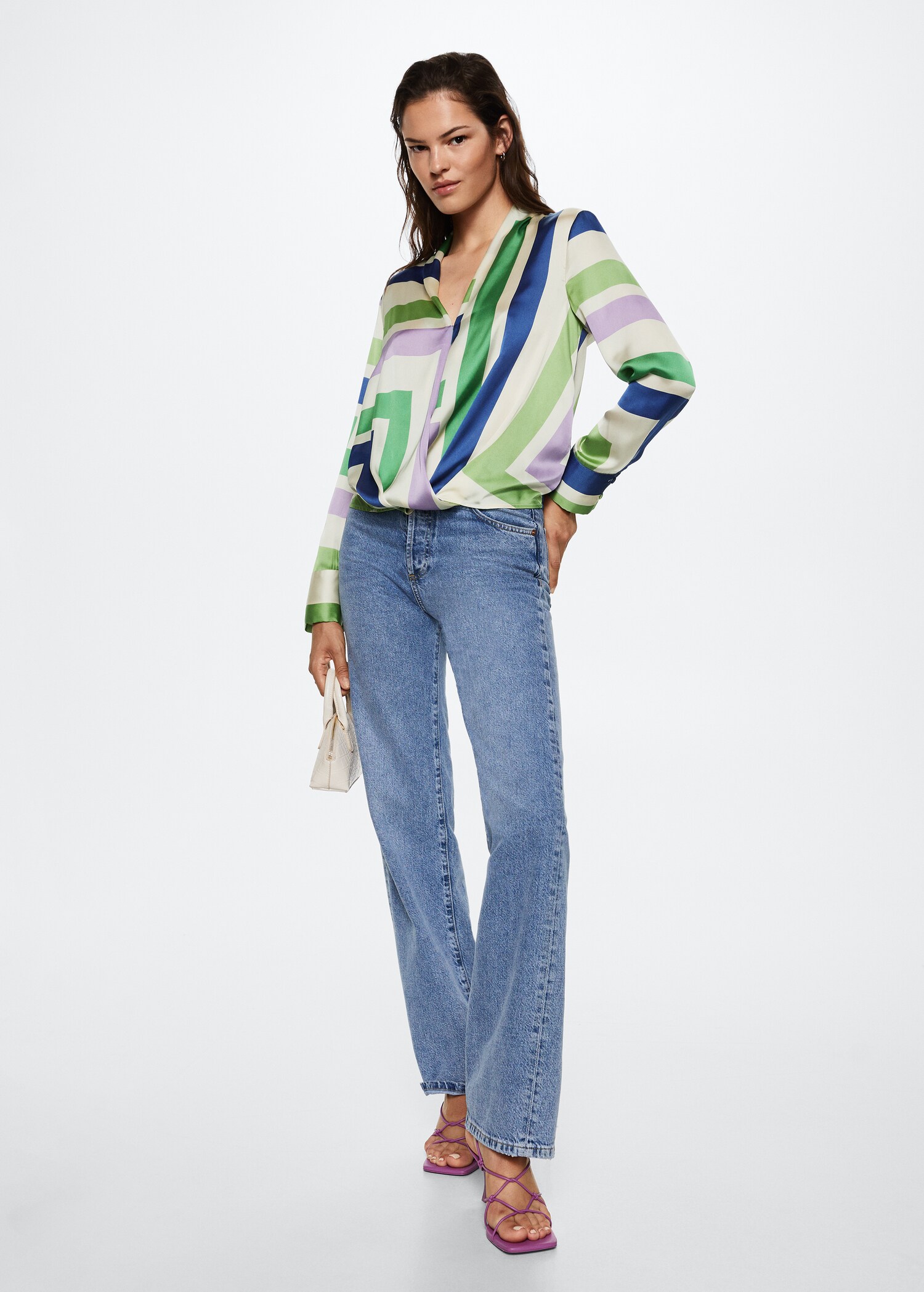 Striped wrap blouse - General plane