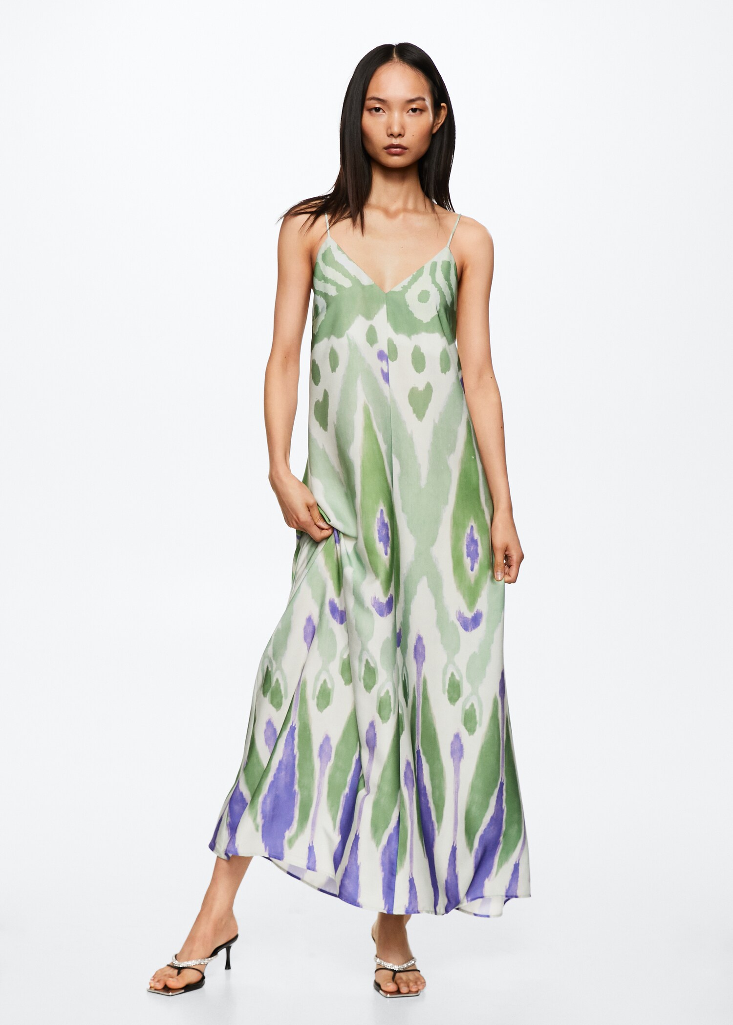 Vestido satinado estampado  - Plano general
