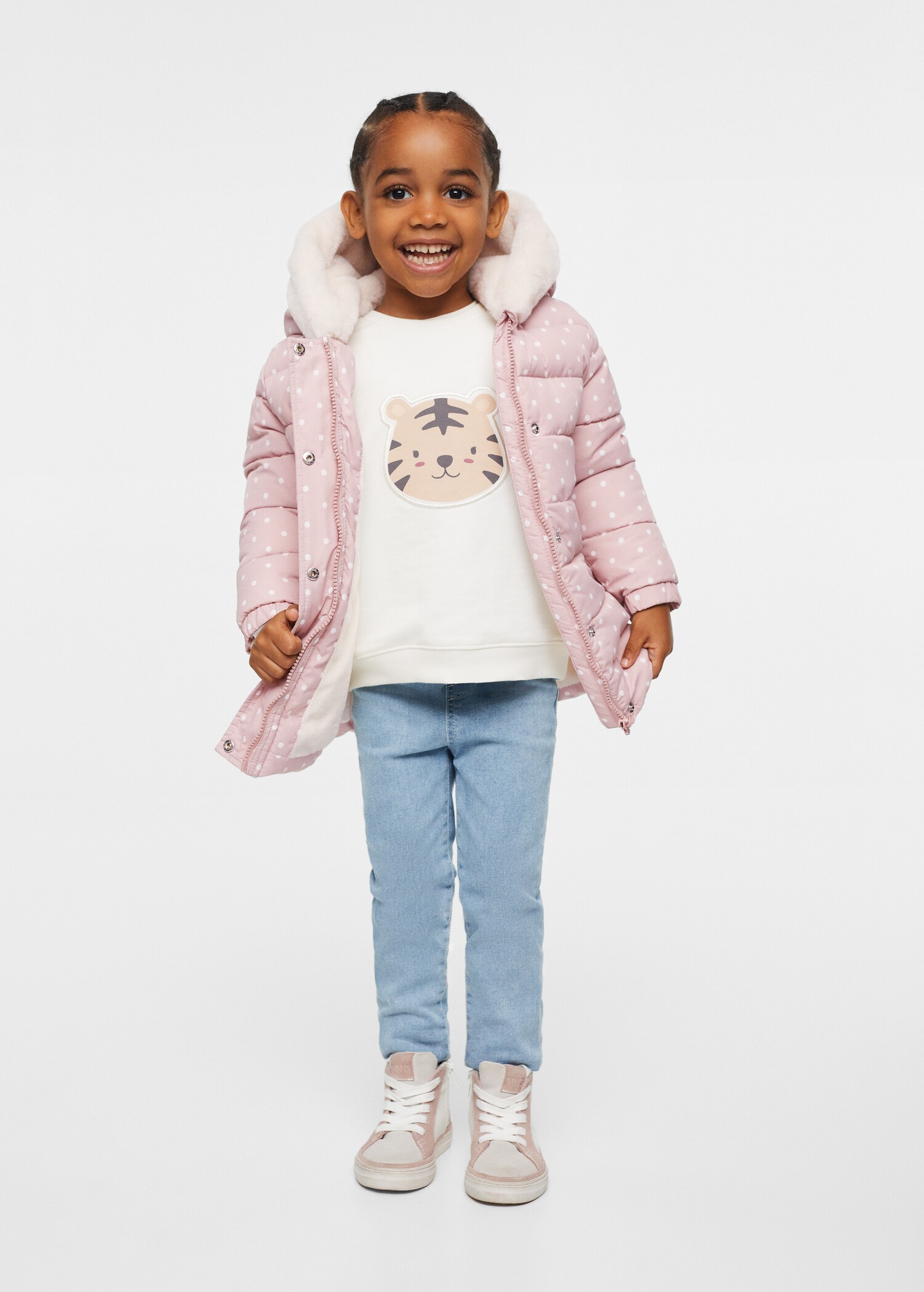 Faux-fur quilted coat - General plane