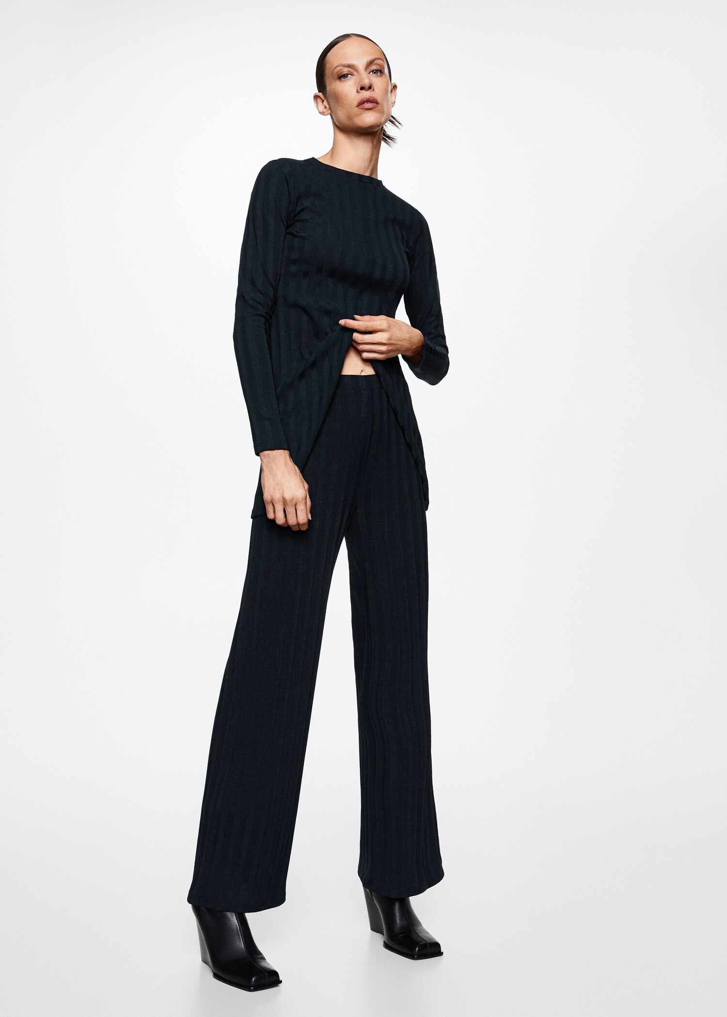 Pantalon évasé maille - Plan général