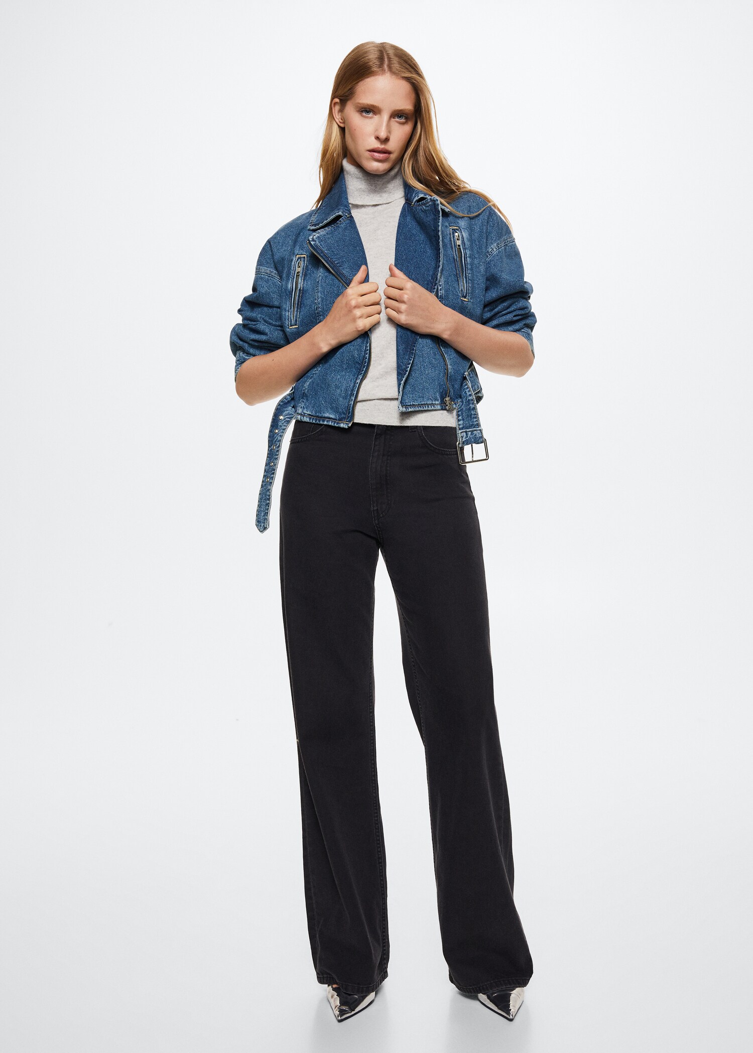 Denim biker jacket - General plane