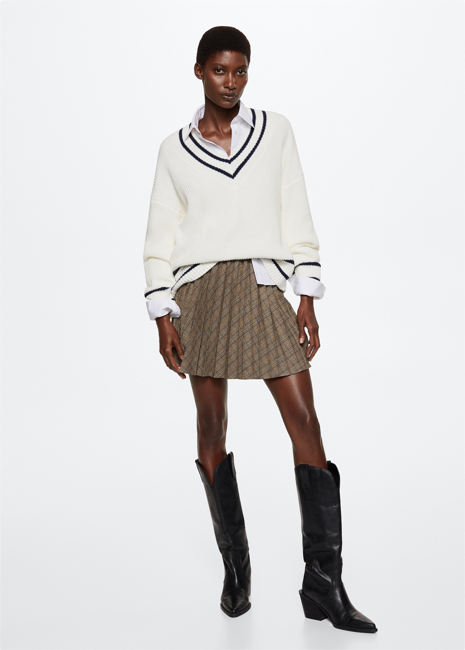 Pleated check skirt - General plane