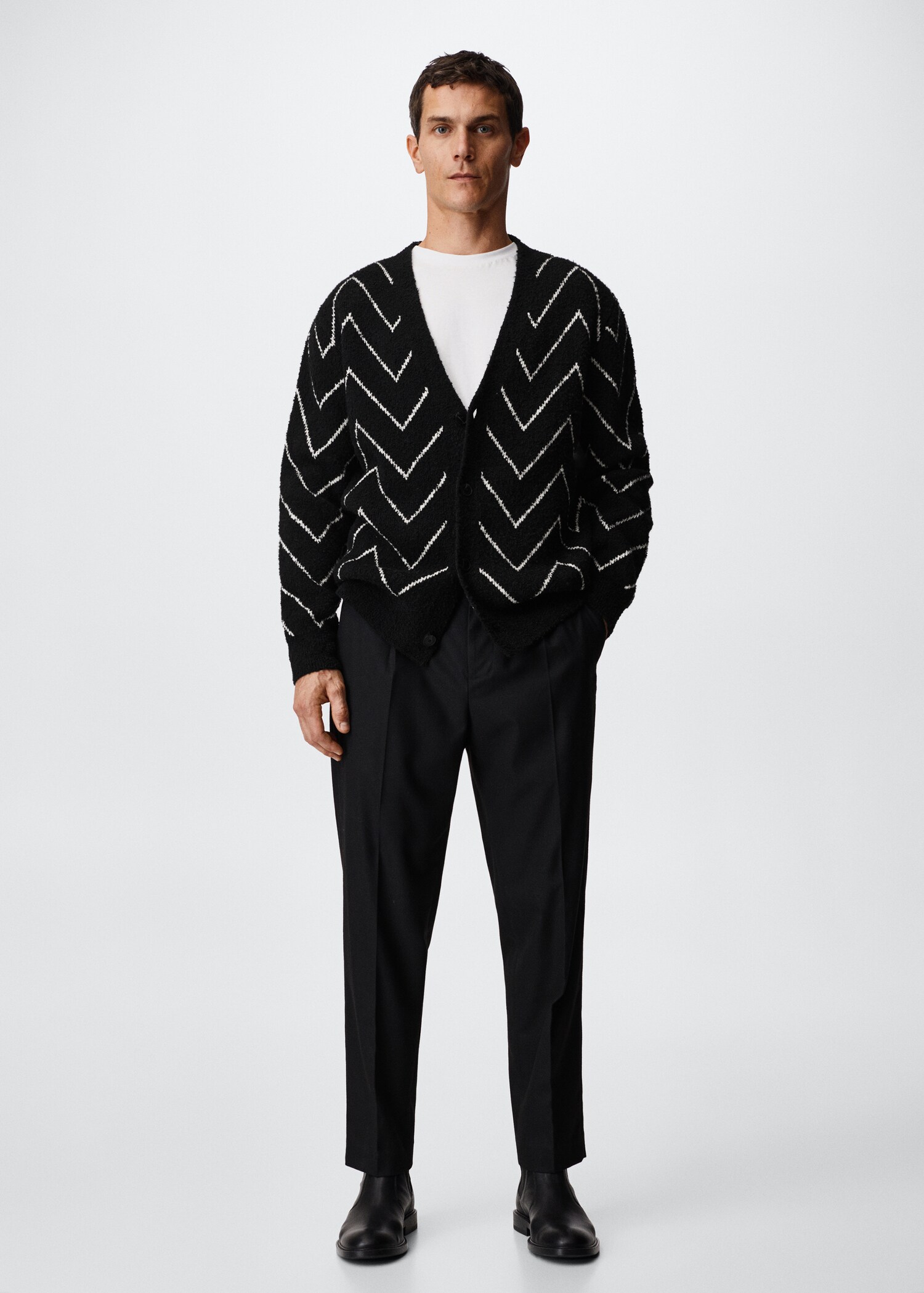 Jacquard cotton cardigan - General plane