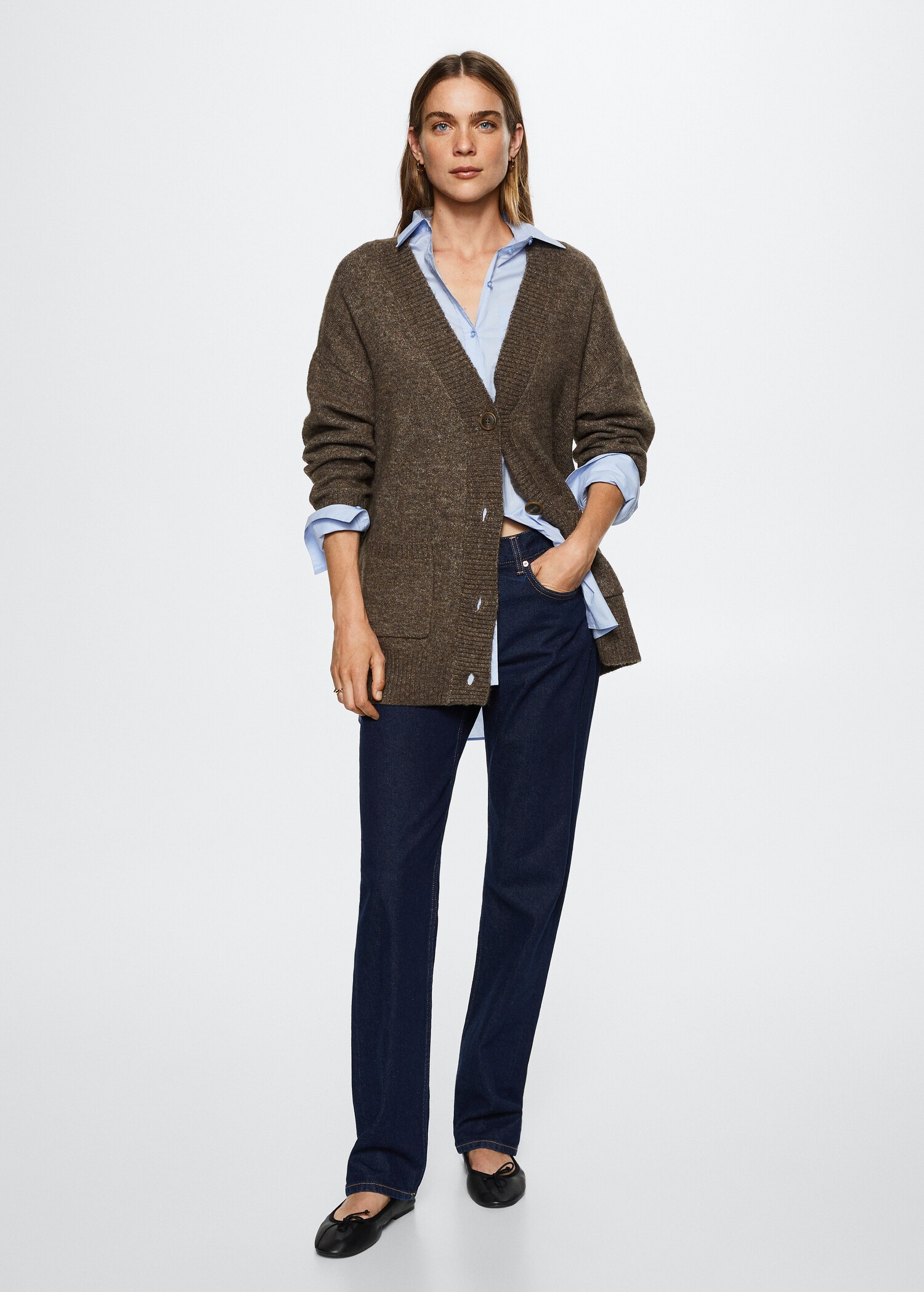Oversized cardigan with buttons - General plane