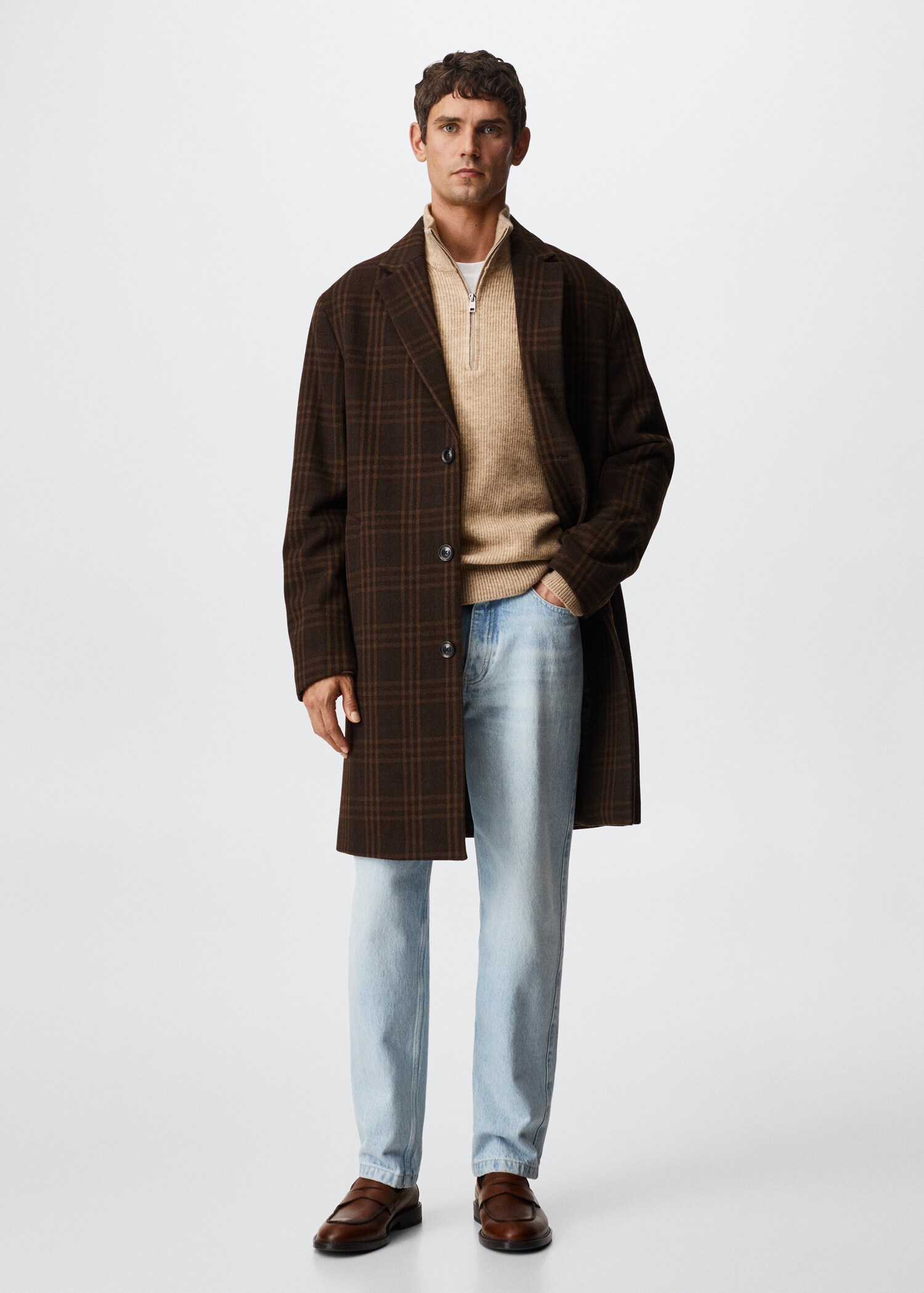 Oversized check wool coat - General plane