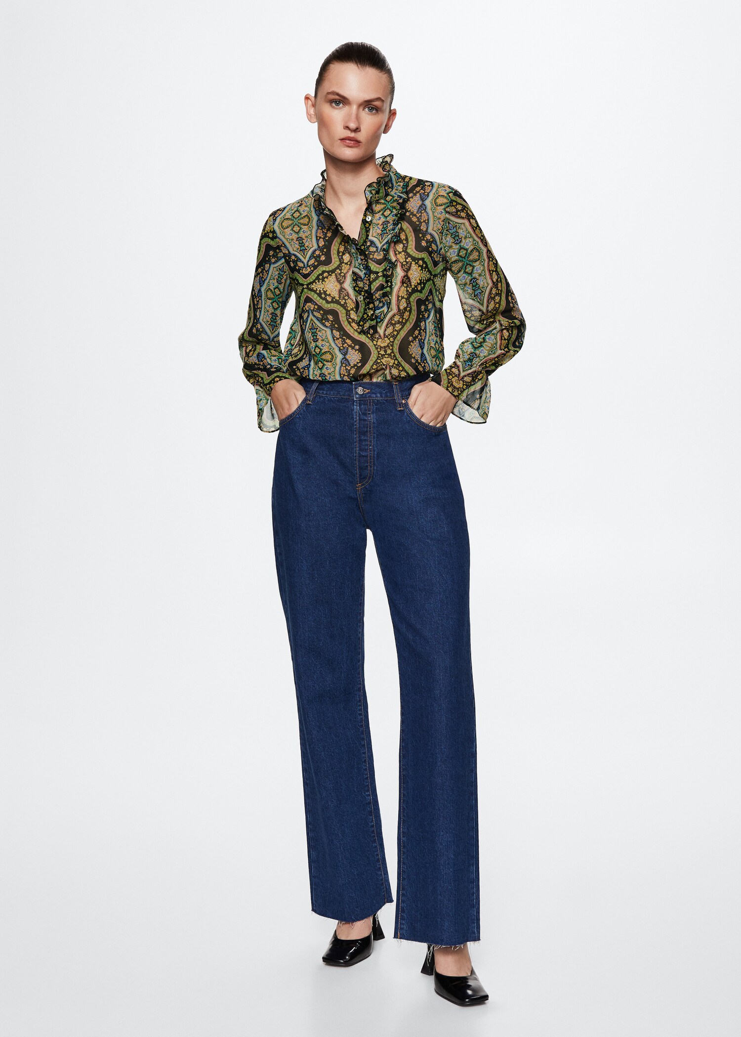Blusa fluida estampada - Plano geral