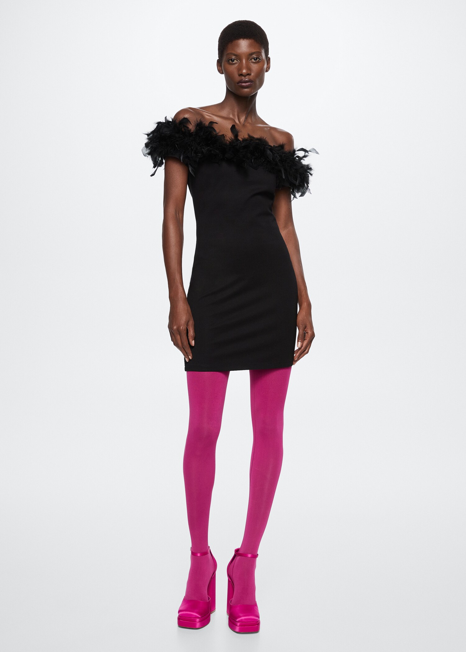 Feather-detail dress - General plane