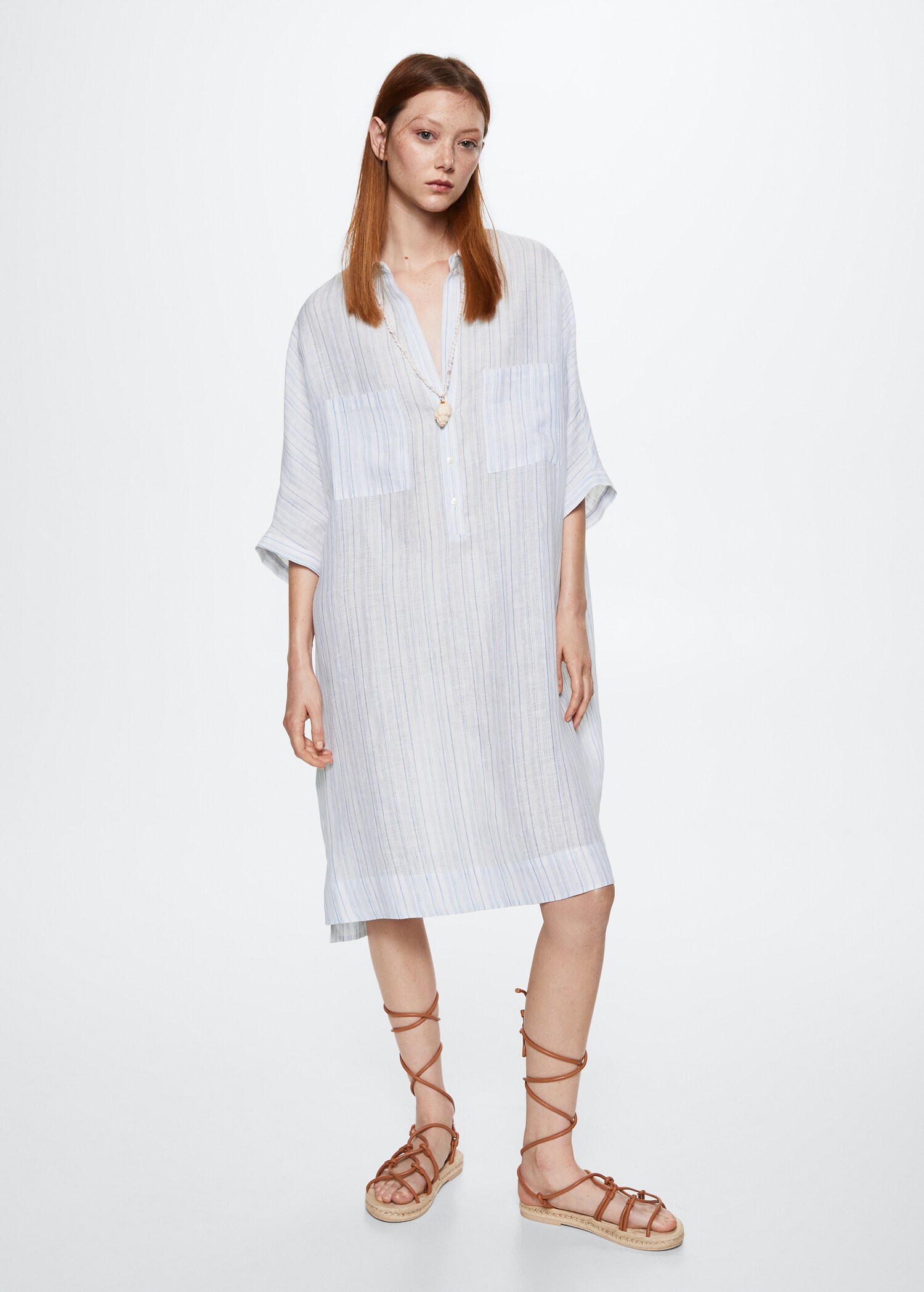 Vestido camisero 100% lino - Plano general
