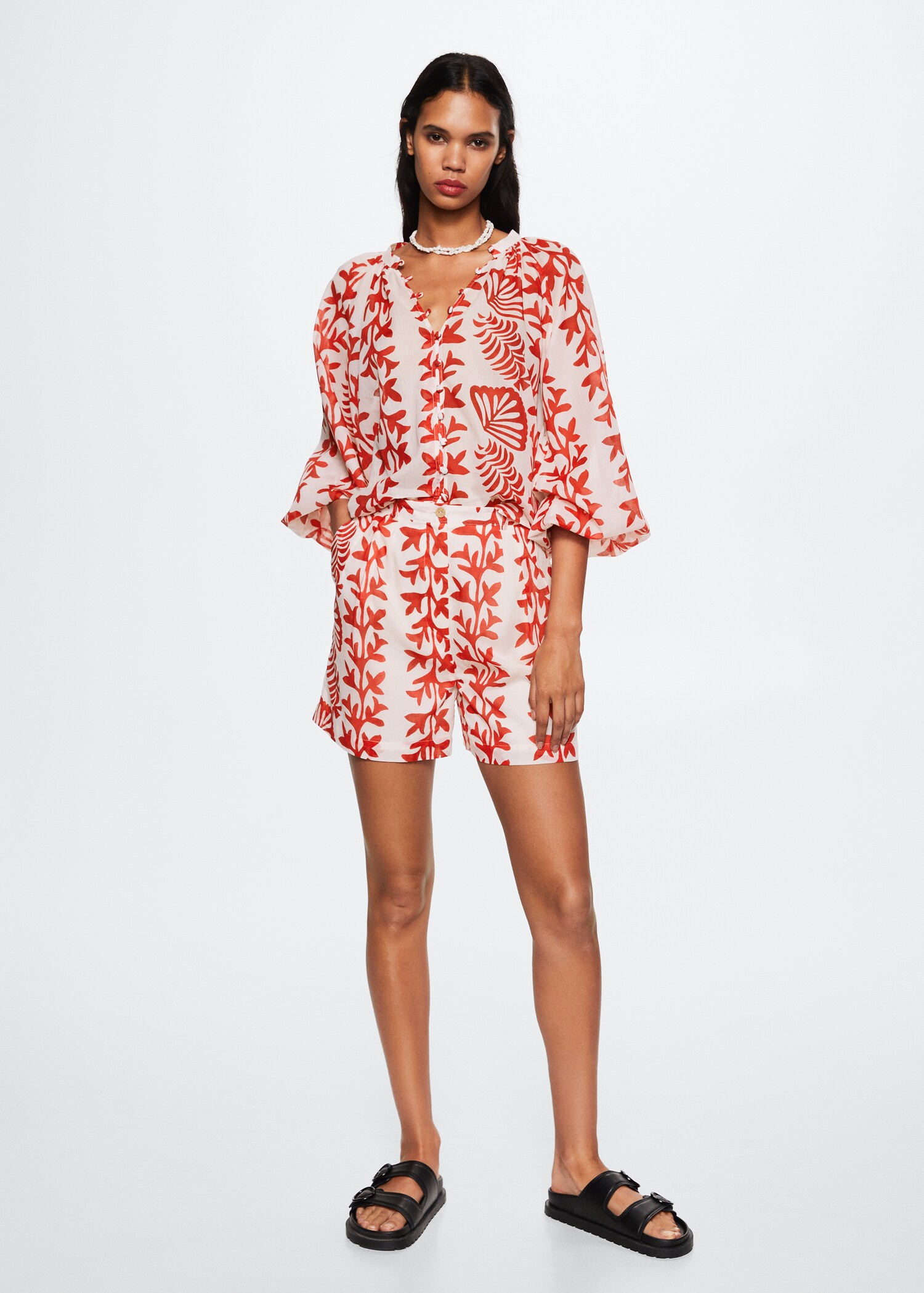 Printed cotton-blend short - General plane