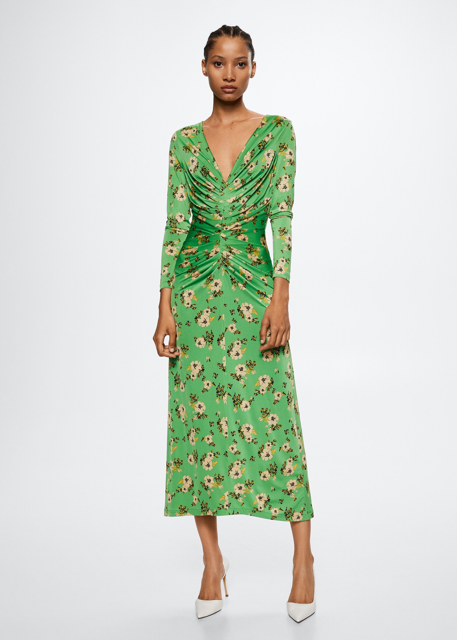Ruched detail flower dress - General plane
