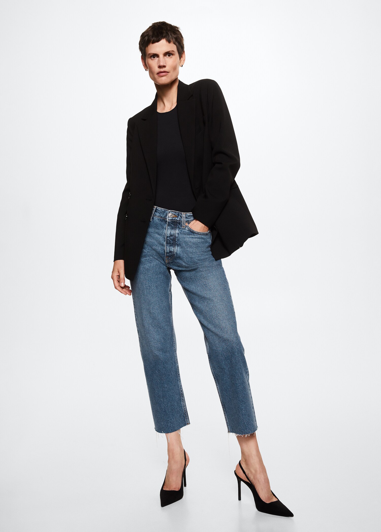 Jeans rectos tiro alto crop - Plano general