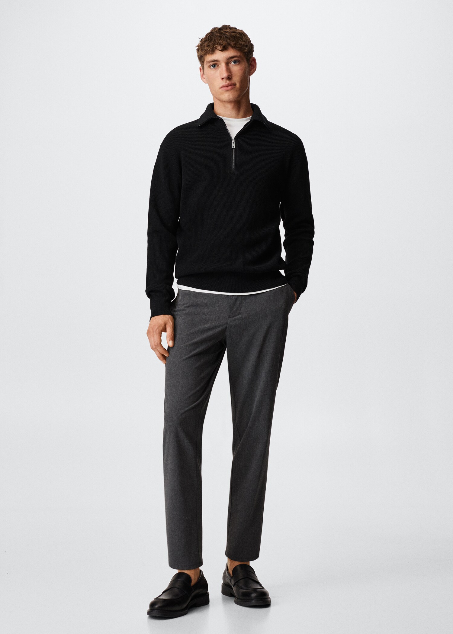 Structured sweater with zip neck  - General plane